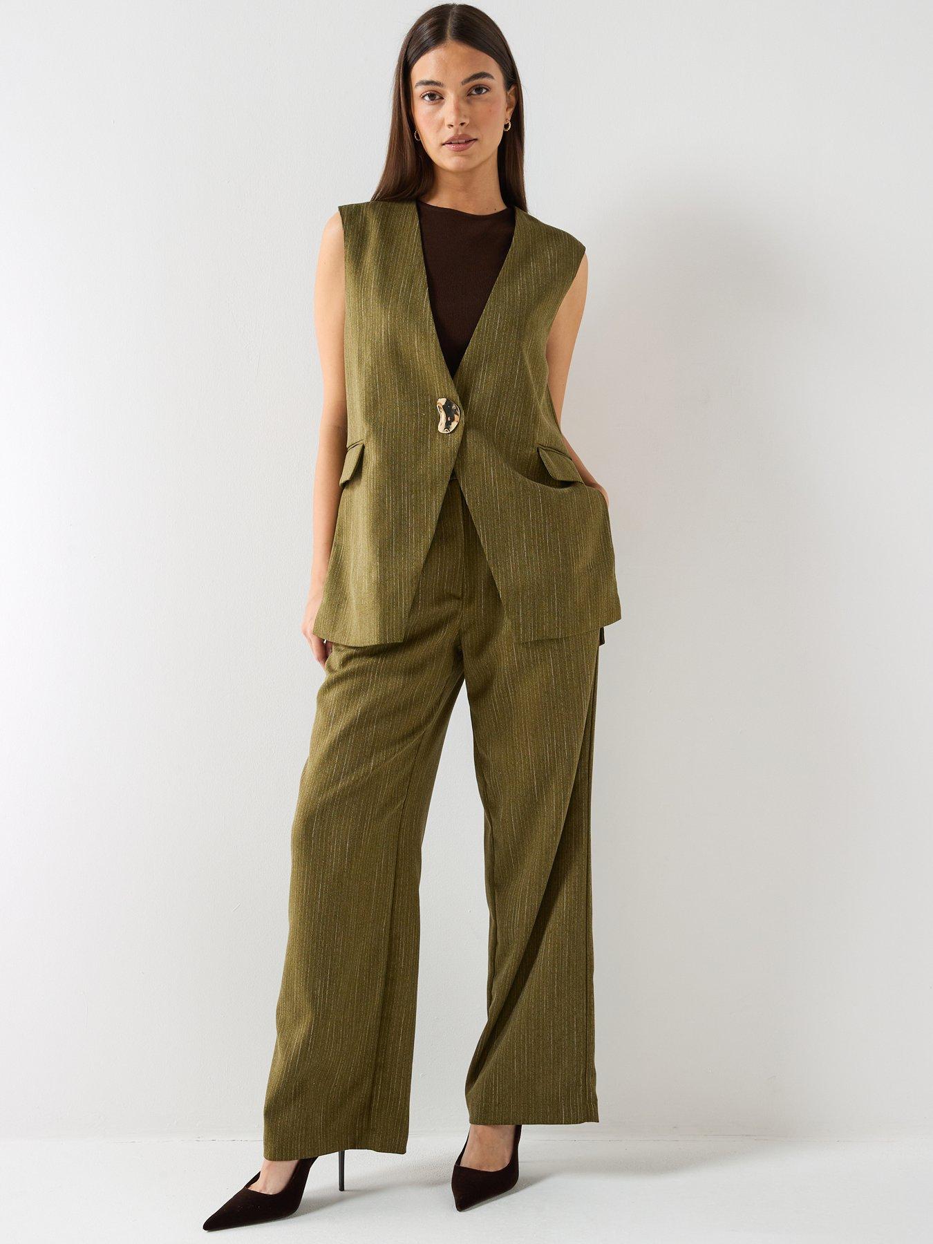  image of vero-moda-tailored-longline-waistcoat-green