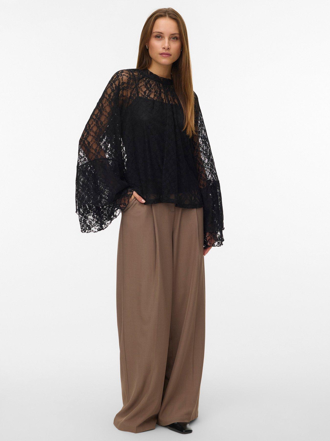  image of vero-moda-long-sleeve-high-neck-top-black