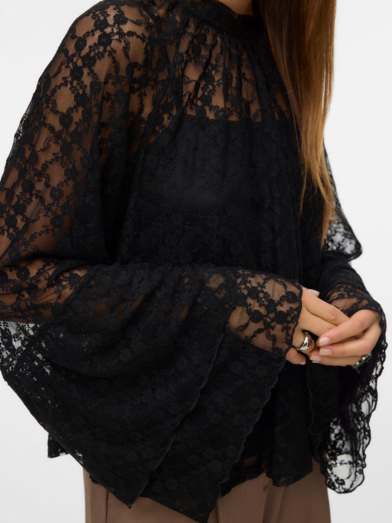  image of vero-moda-long-sleeve-high-neck-top-black