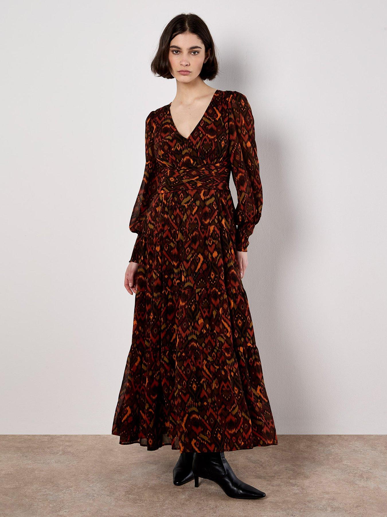 undefined Textured Ikat Tiered Maxi Dress