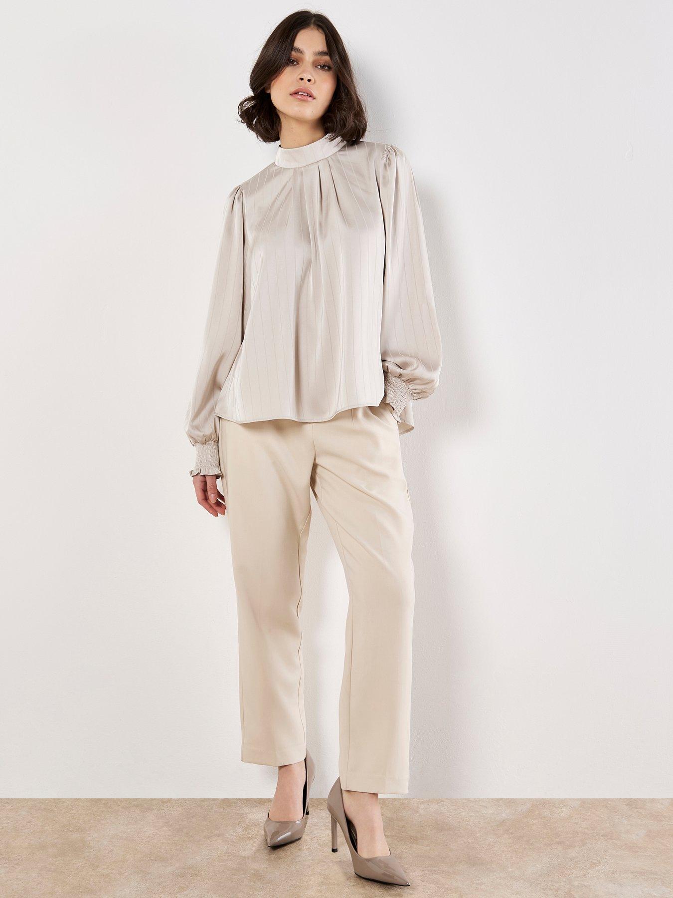 Image 3 of 4 of Apricot Satin Self Stripe Tie Back Top - Purple