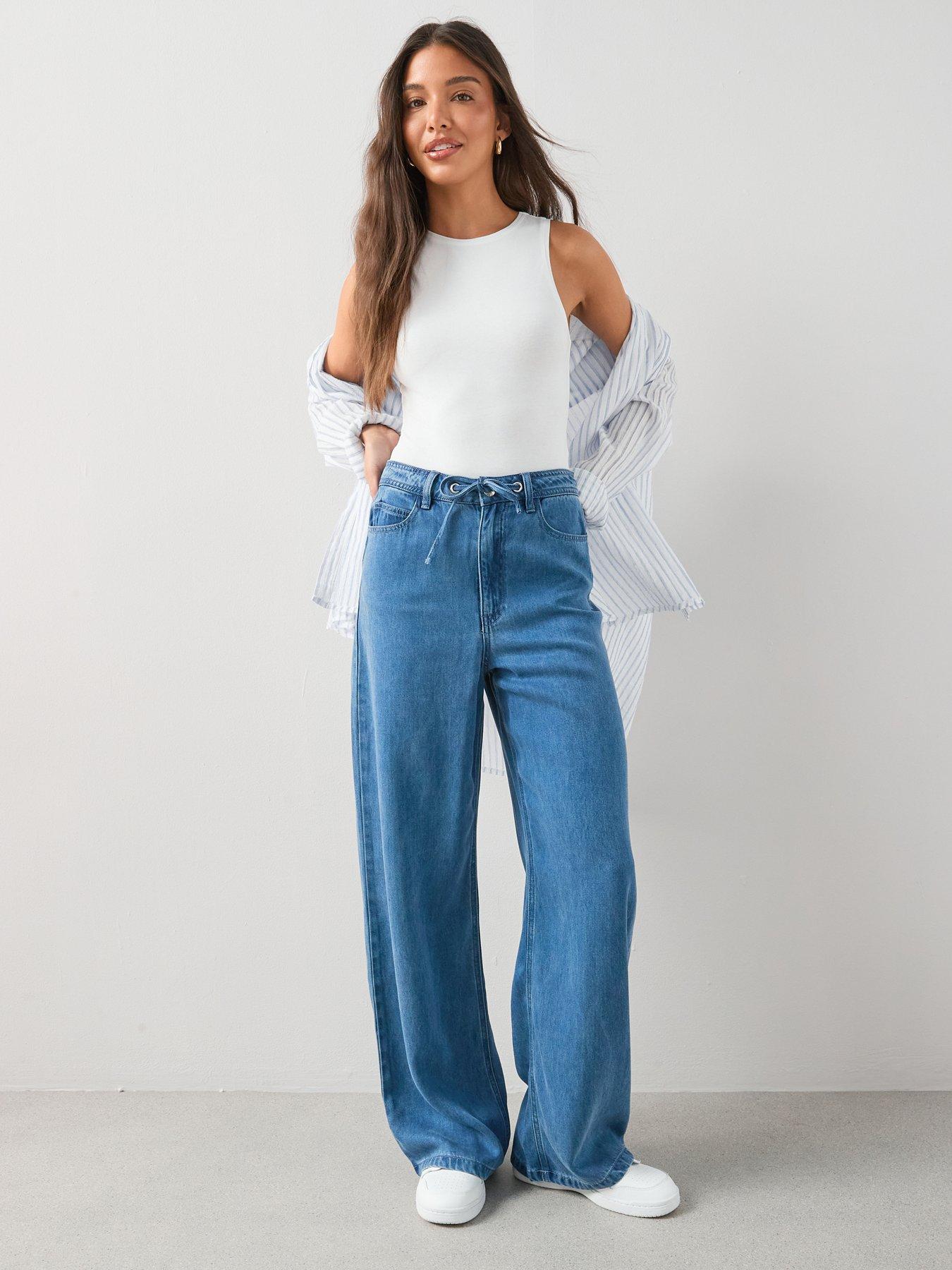 The Very Collection Lyocell Wide Leg Jeans - Mid Wash