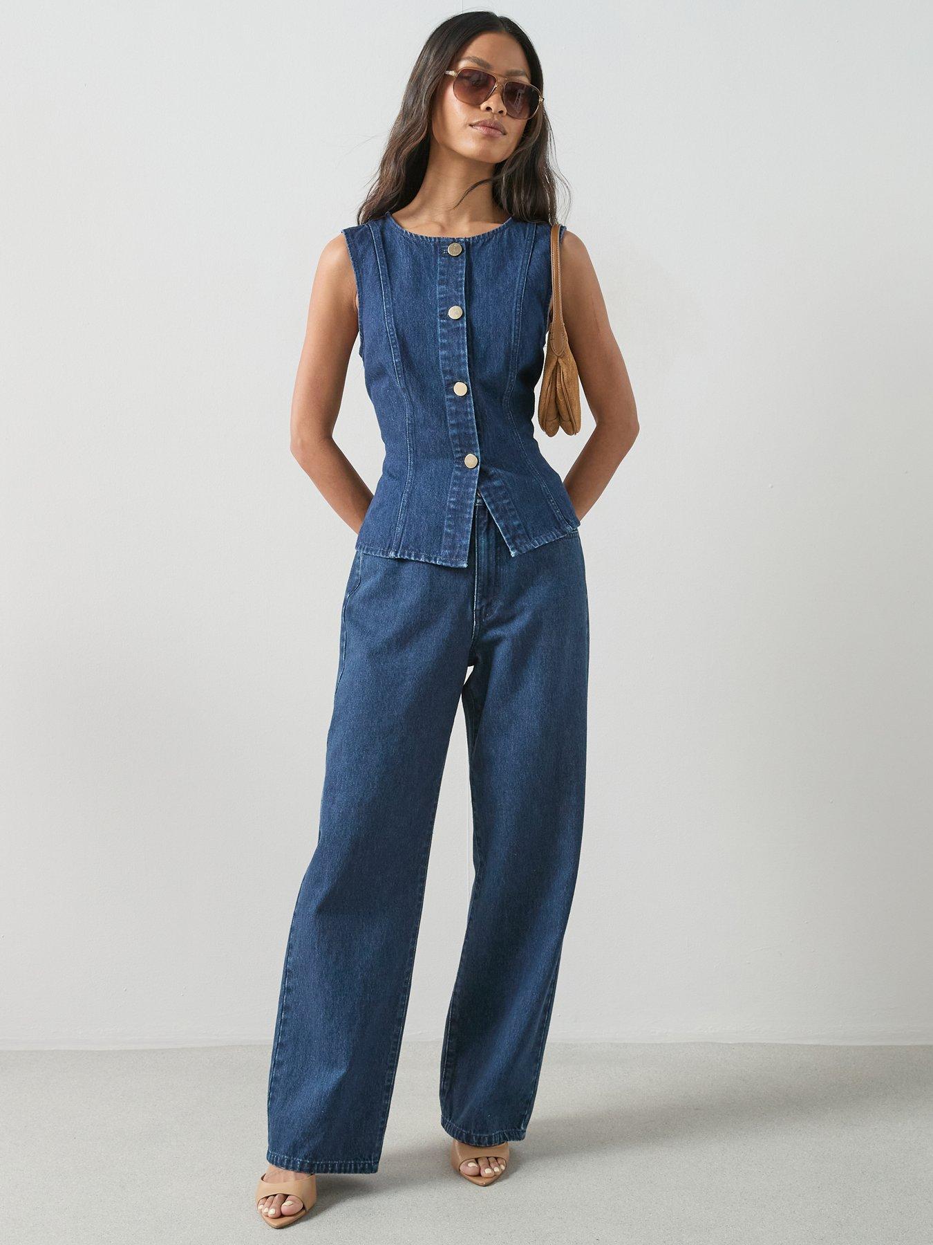 Image 1 of 7 of The Very Collection Wide Leg Co-ord Jeans - Dark Wash