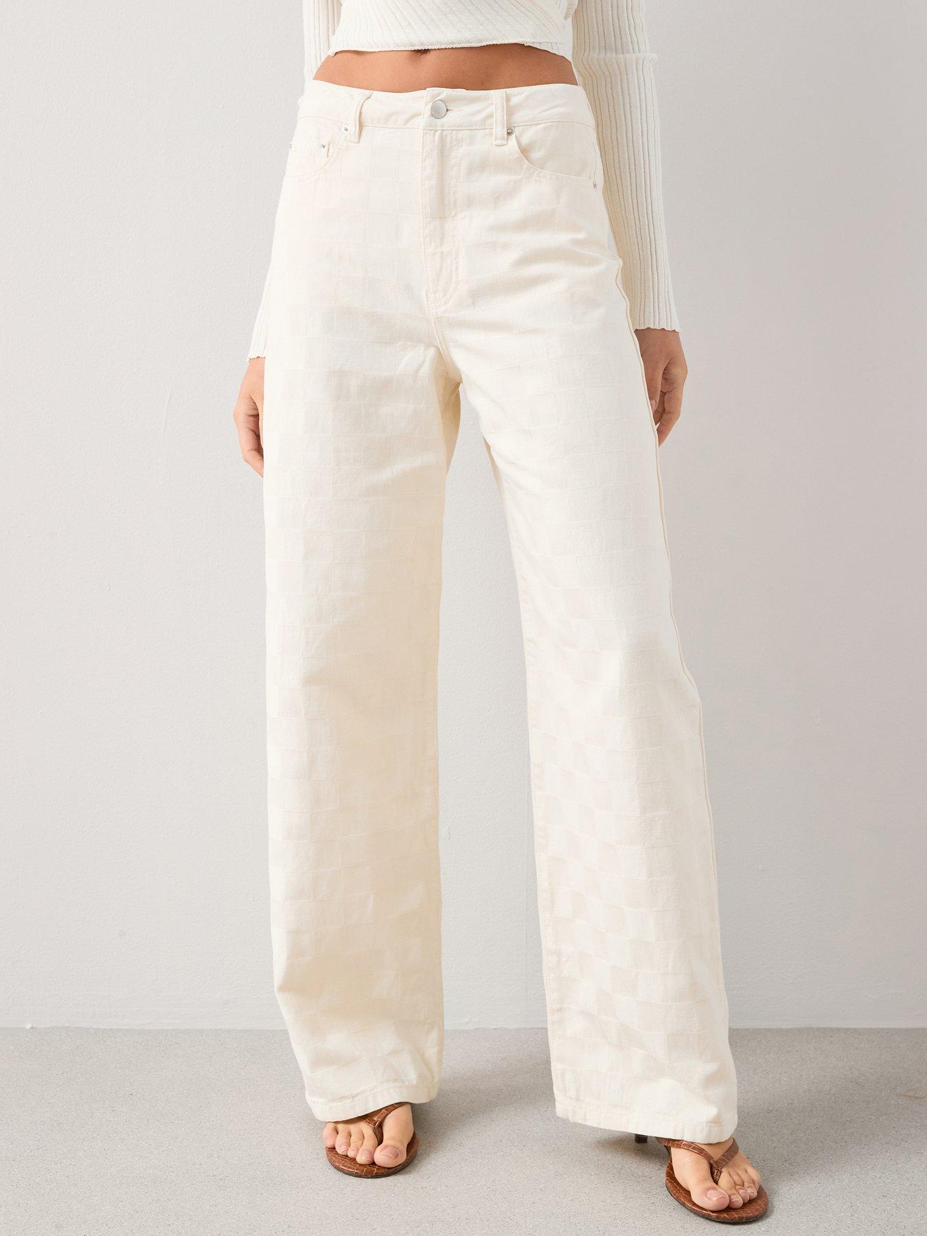 The Very Collection Jacquard Denim Wide Leg Jeans - Light Beige