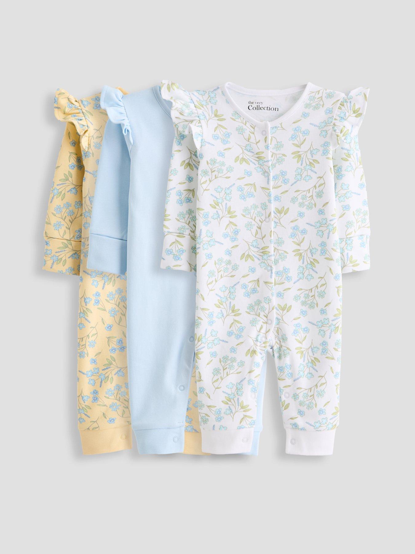 Image 1 of 5 of The Very Collection Baby Girl 3 Pack Vintage Floral Sleepsuits
