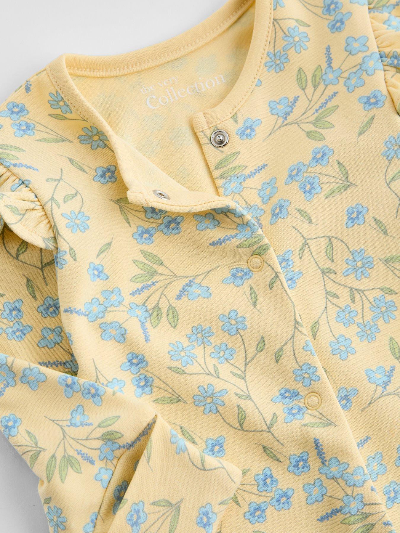 Image 4 of 5 of The Very Collection Baby Girl 3 Pack Vintage Floral Sleepsuits