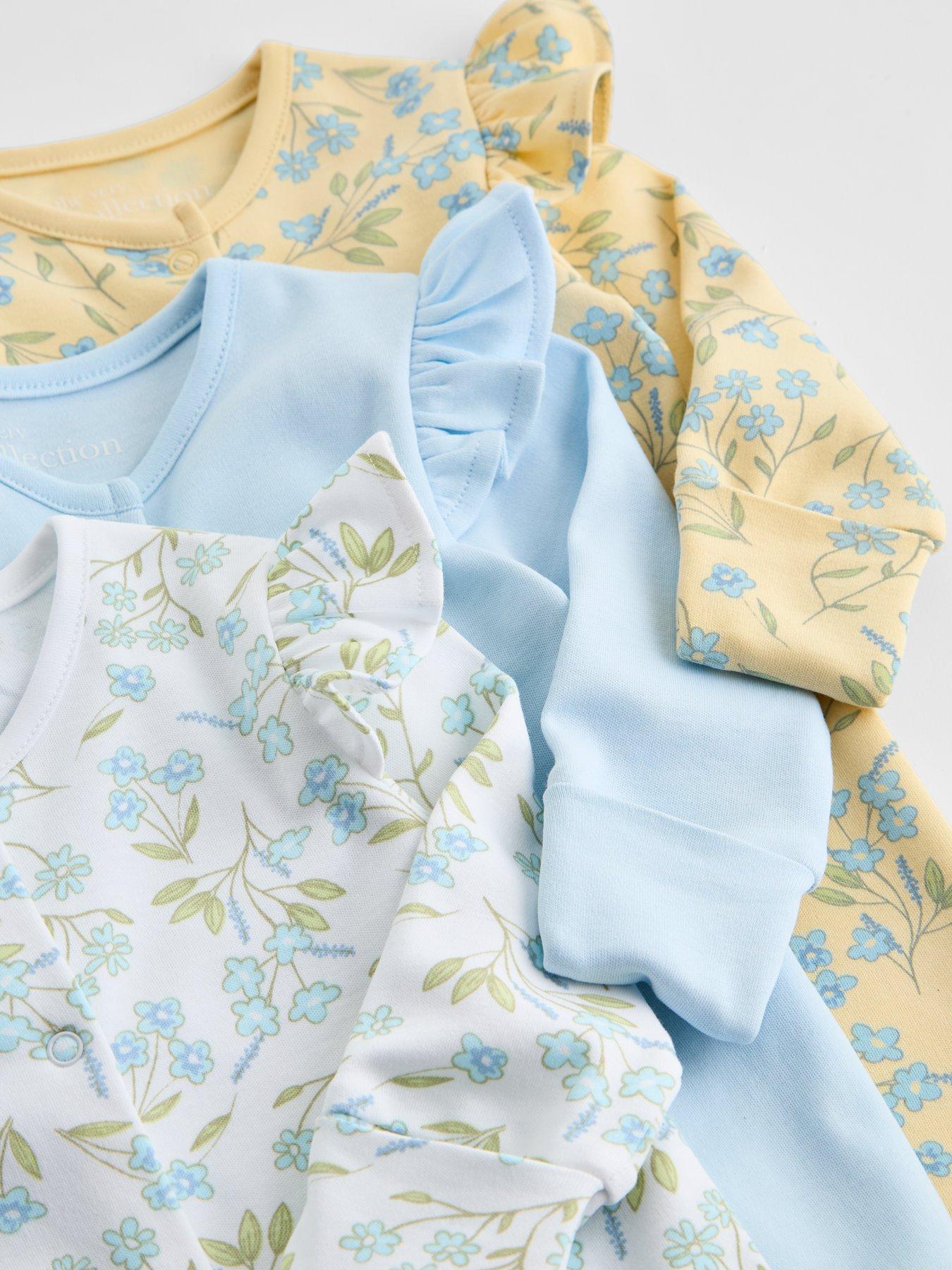 Image 5 of 5 of The Very Collection Baby Girl 3 Pack Vintage Floral Sleepsuits