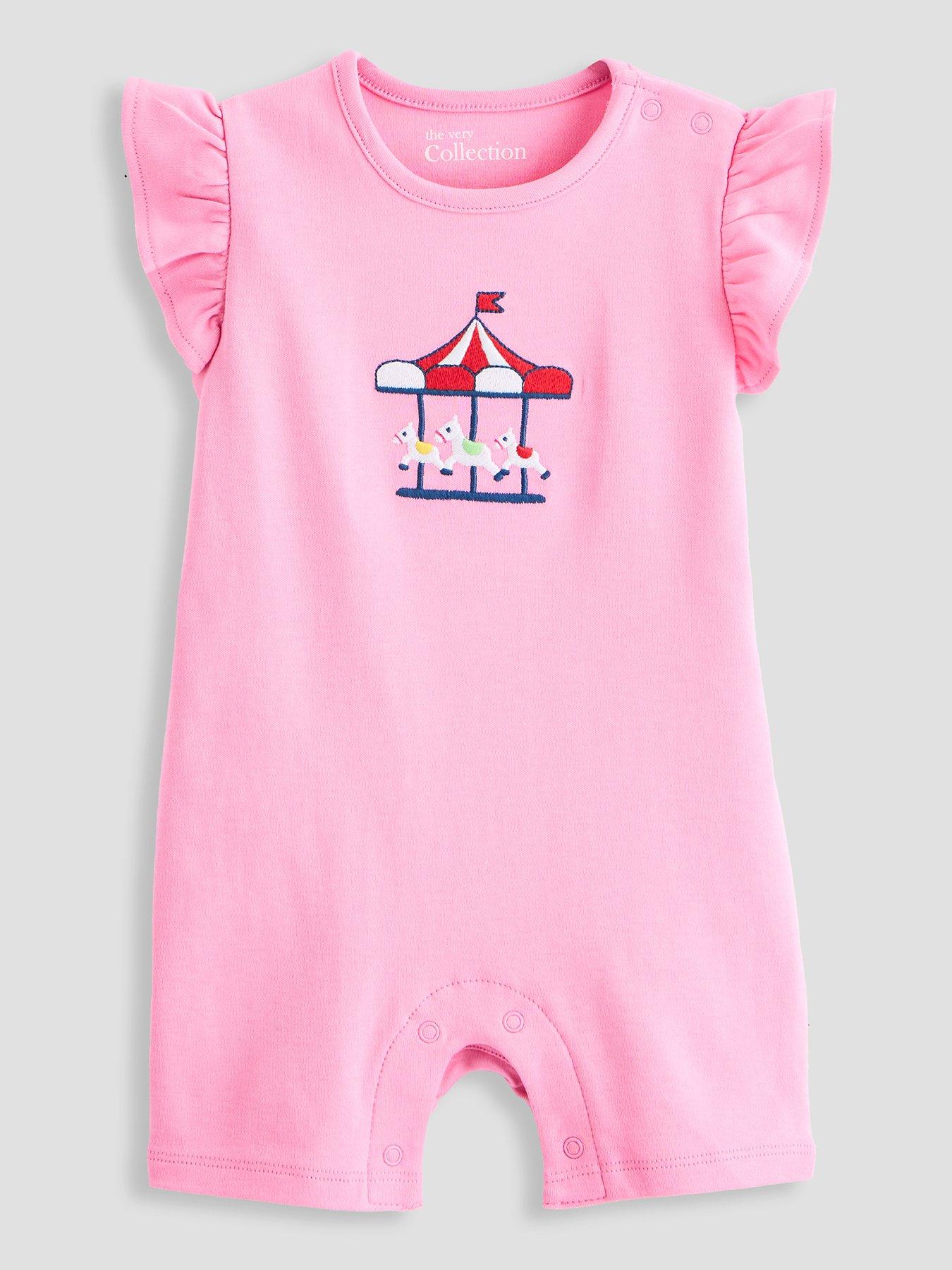 Image 2 of 5 of The Very Collection 3 Pack Baby Girl Funfair Rompersuits