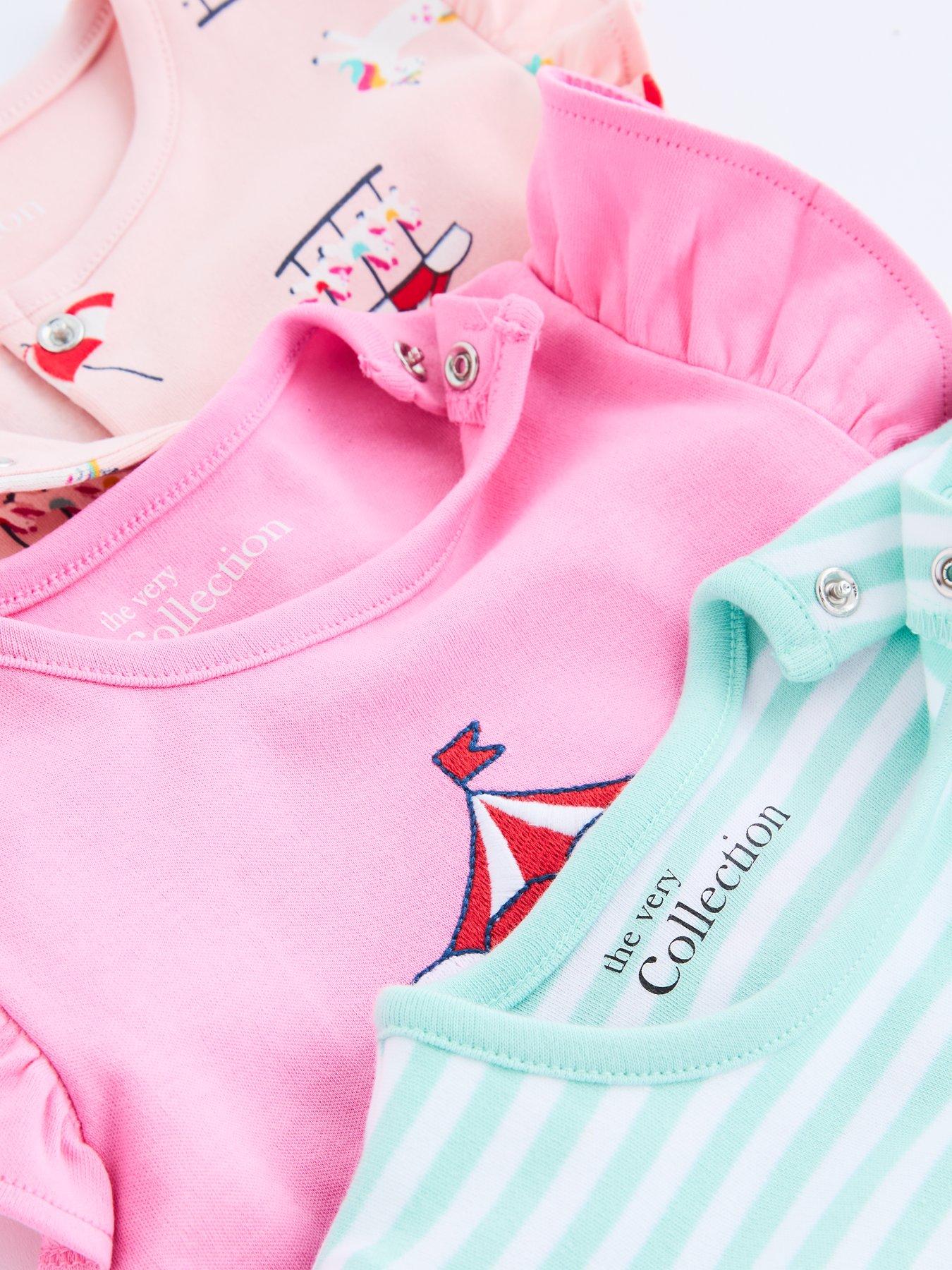Image 5 of 5 of The Very Collection 3 Pack Baby Girl Funfair Rompersuits