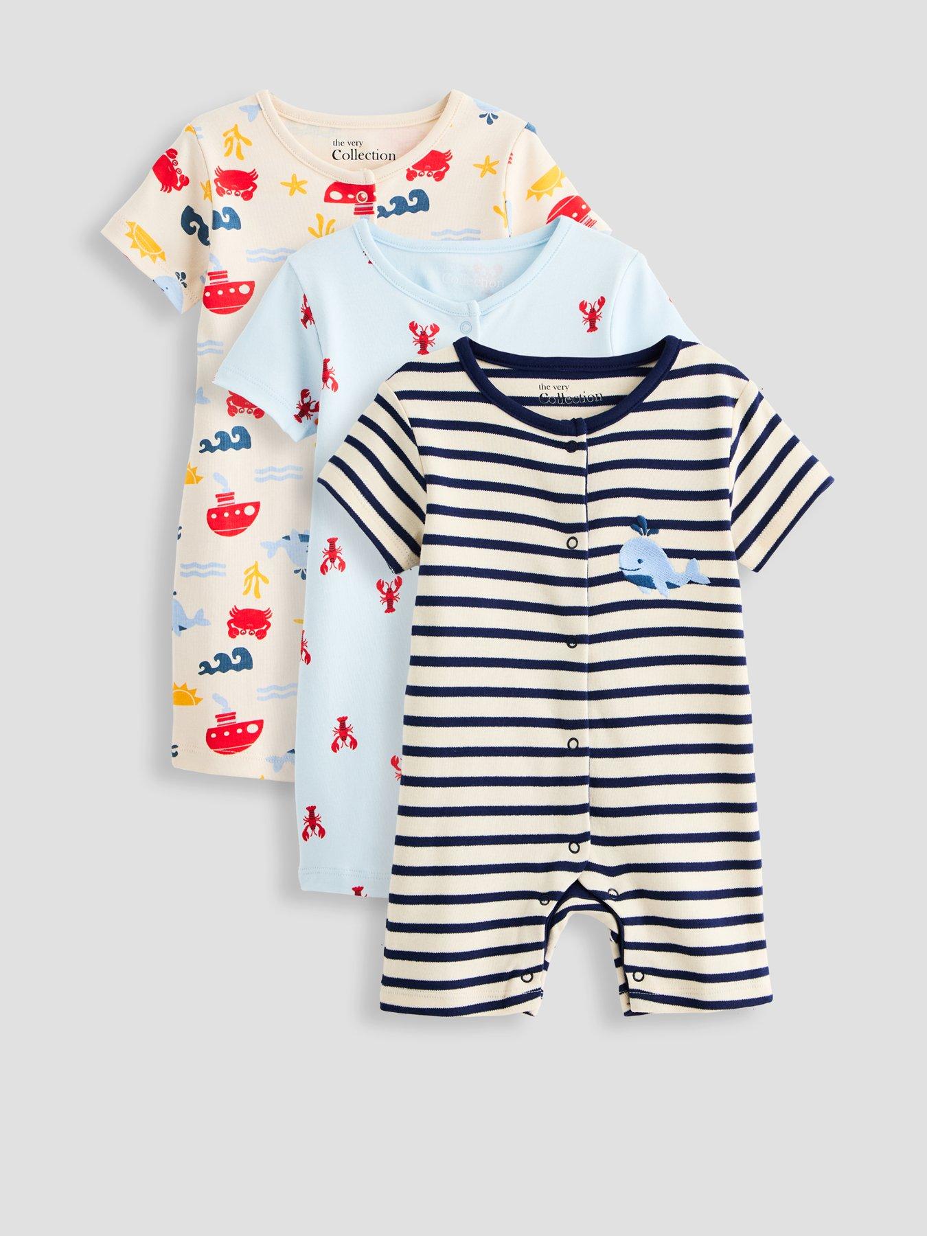 Image 1 of 5 of The Very Collection Baby Boy 3 Pack Sea Life Romper
