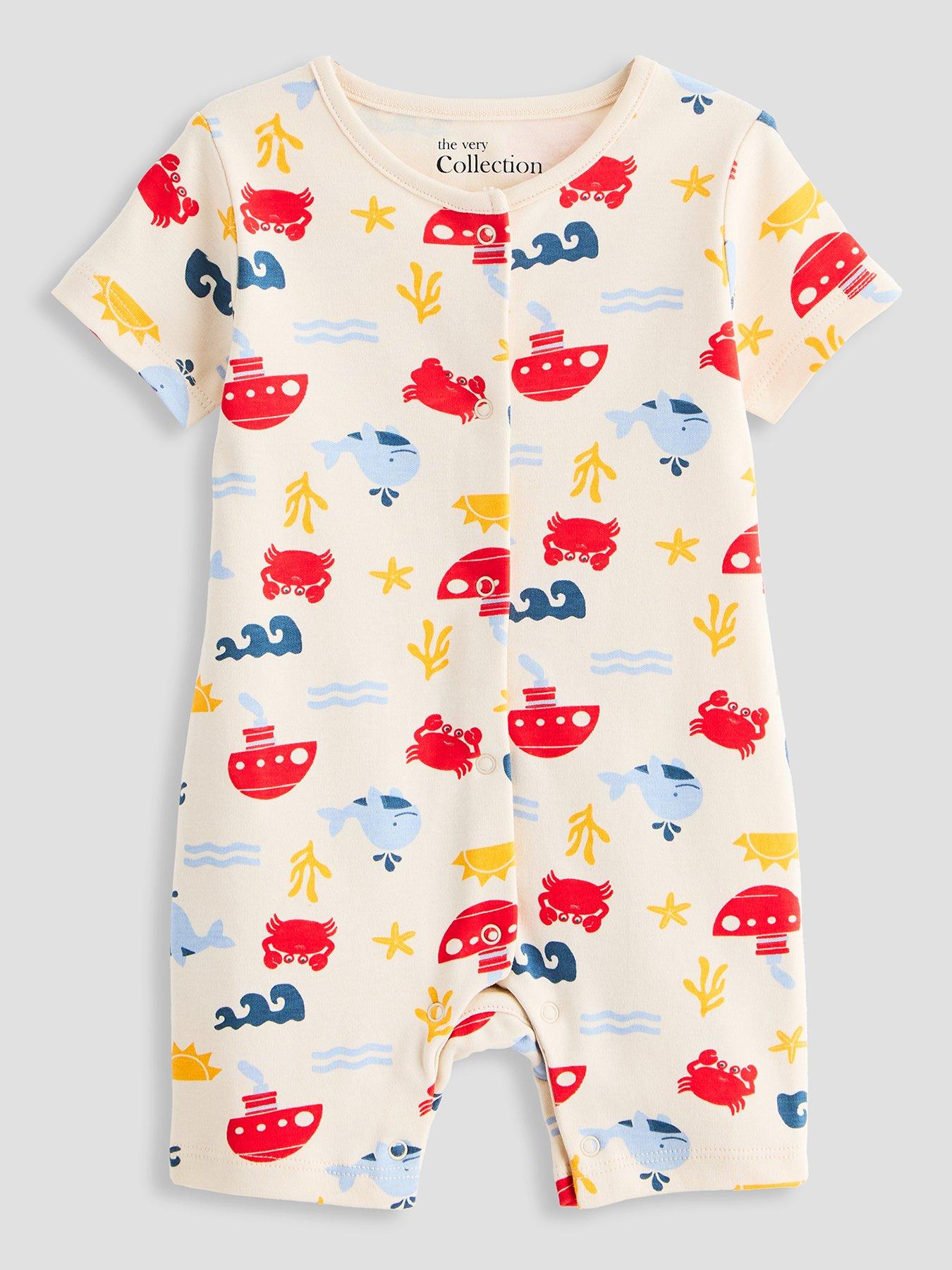 Image 2 of 5 of The Very Collection Baby Boy 3 Pack Sea Life Romper