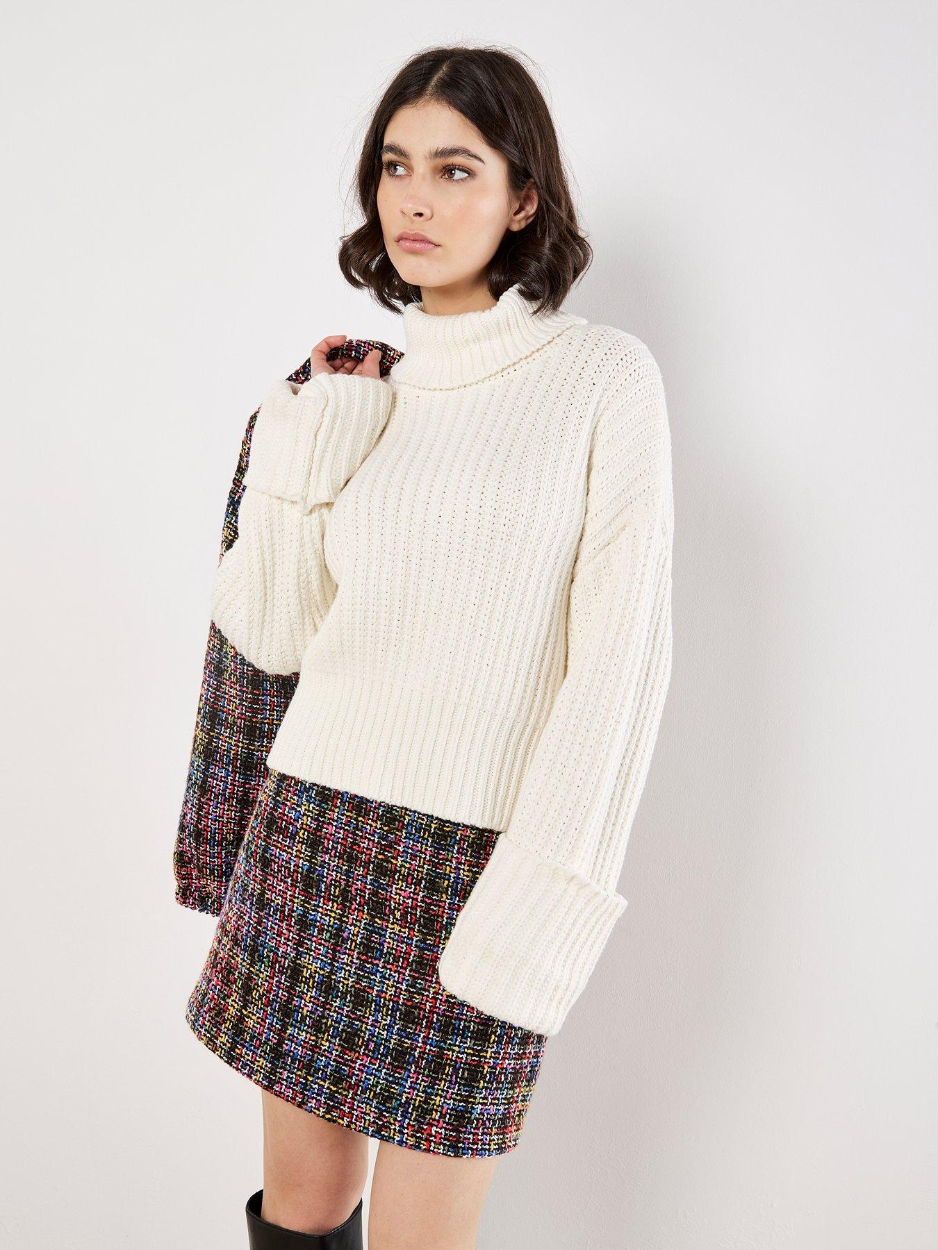 undefined Multicoloured Tweed Mini Skirt - Black