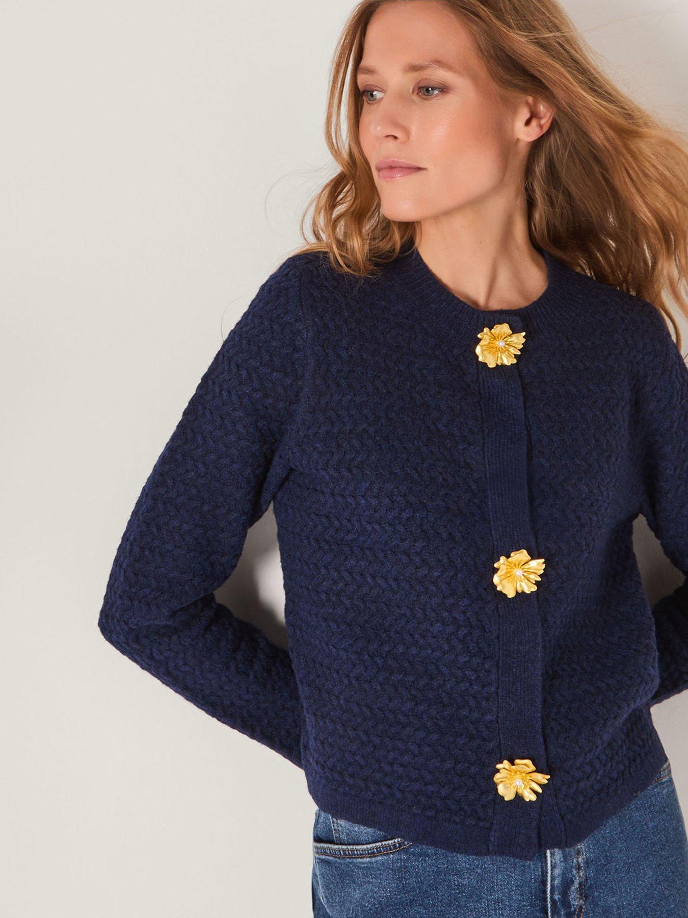 Monsoon Brianne Button Cardigan - Blue