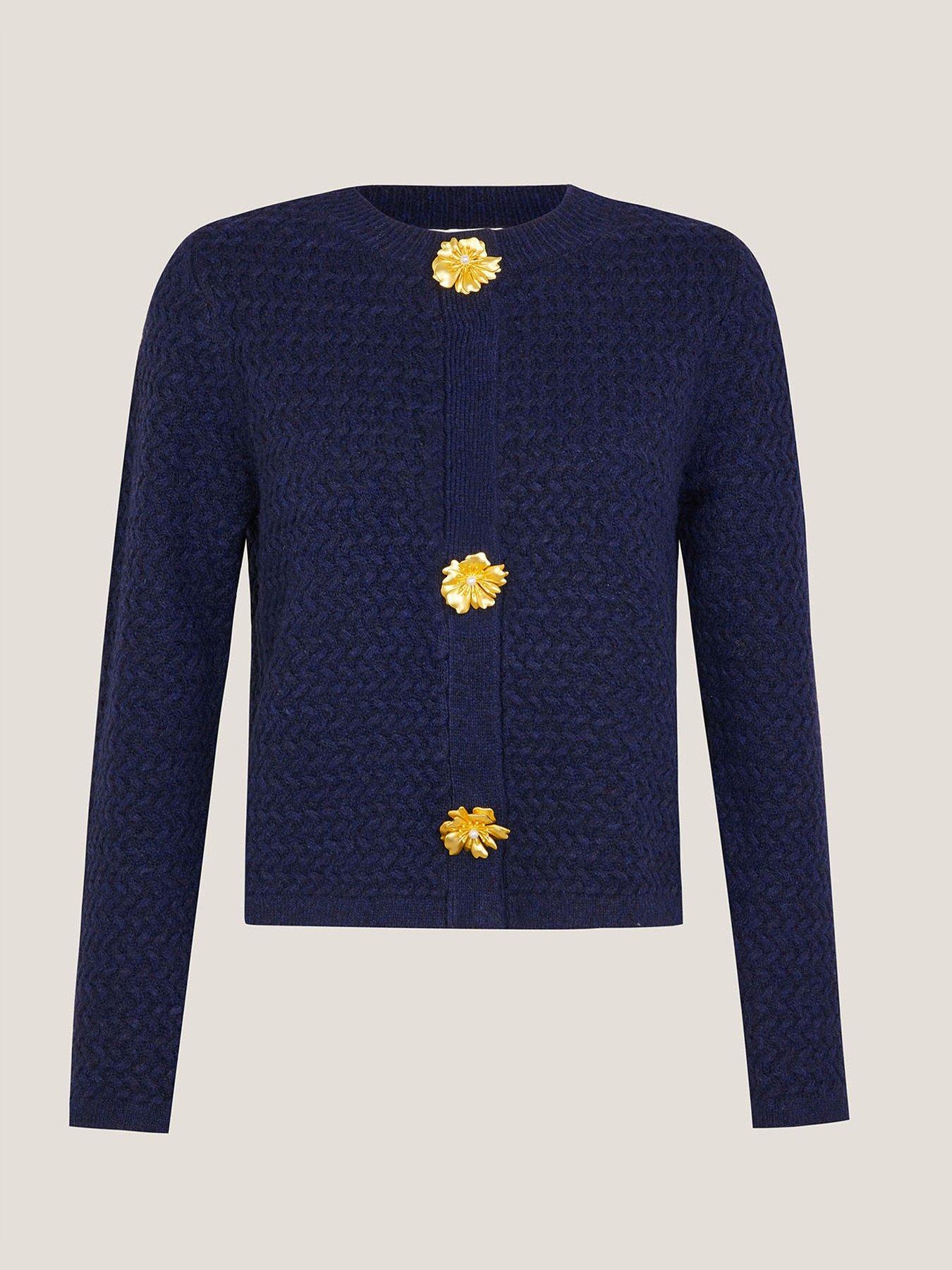 Image 3 of 5 of Monsoon Brianne Button Cardigan - Blue