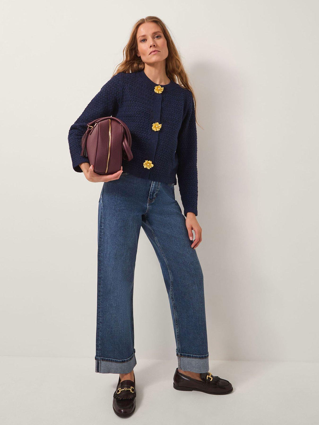 Image 4 of 5 of Monsoon Brianne Button Cardigan - Blue