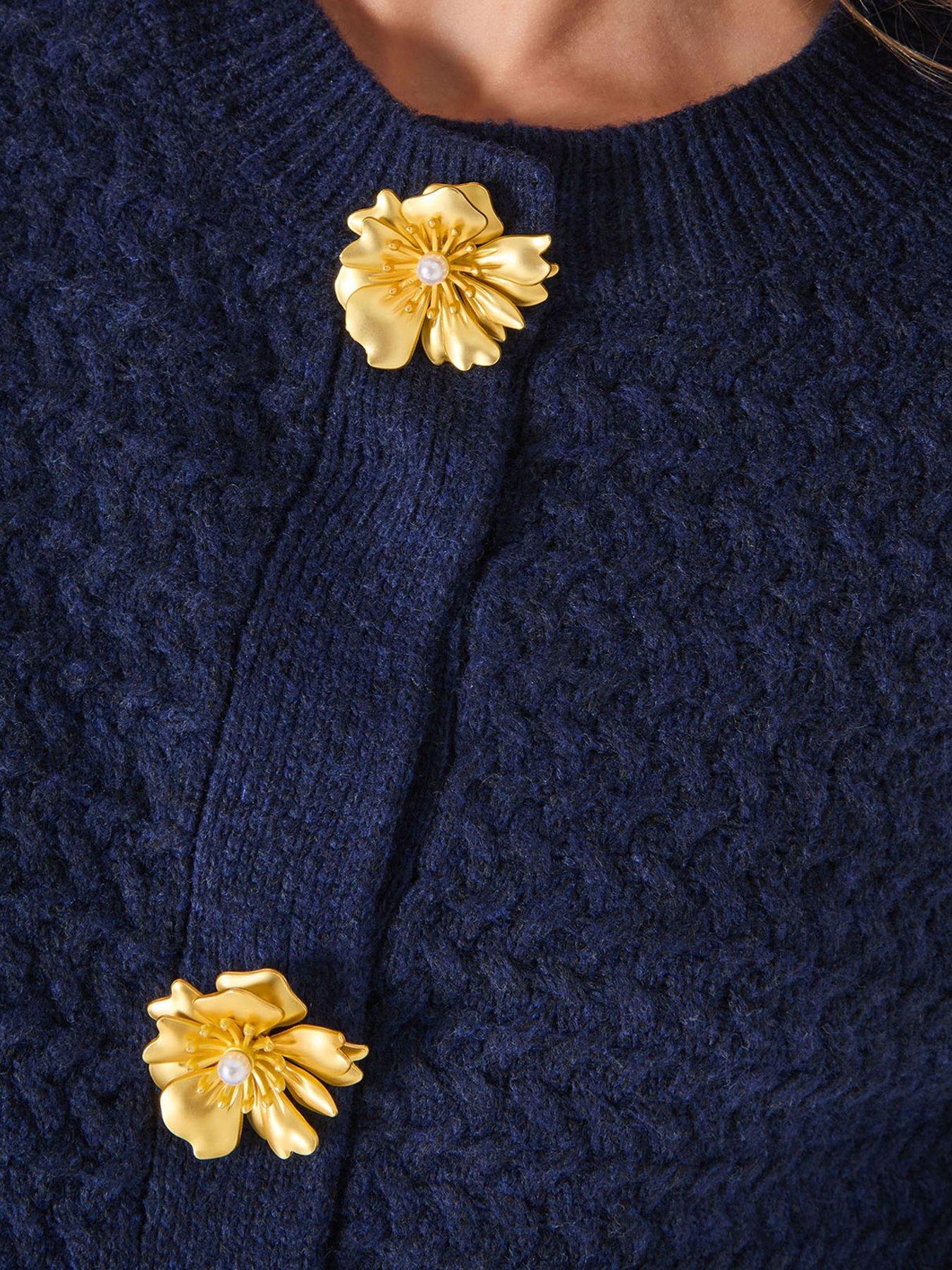 Image 5 of 5 of Monsoon Brianne Button Cardigan - Blue