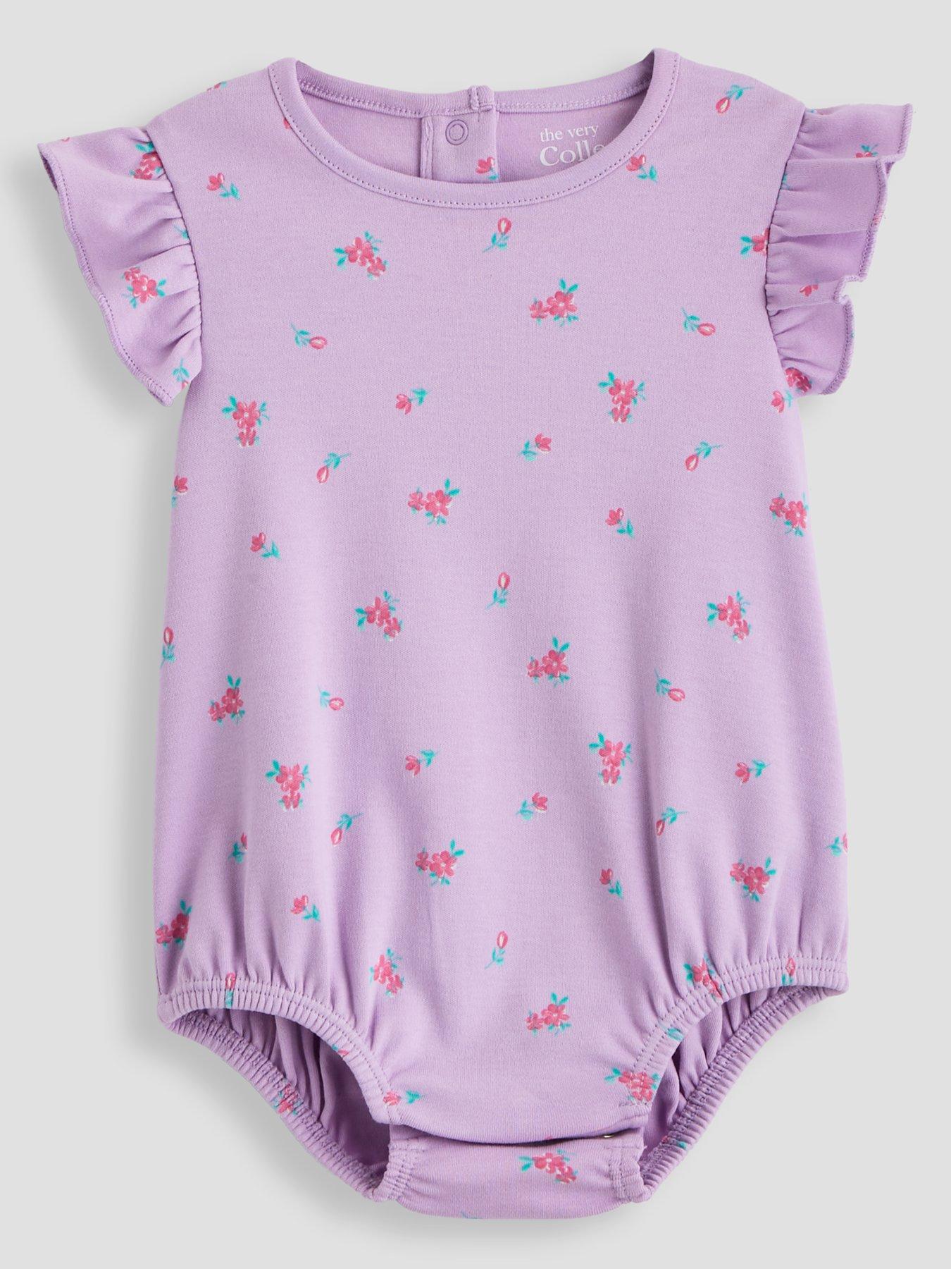 Image 2 of 5 of The Very Collection Baby Girl 3 Pack Floral Print Frill Sleeve Bodysuits