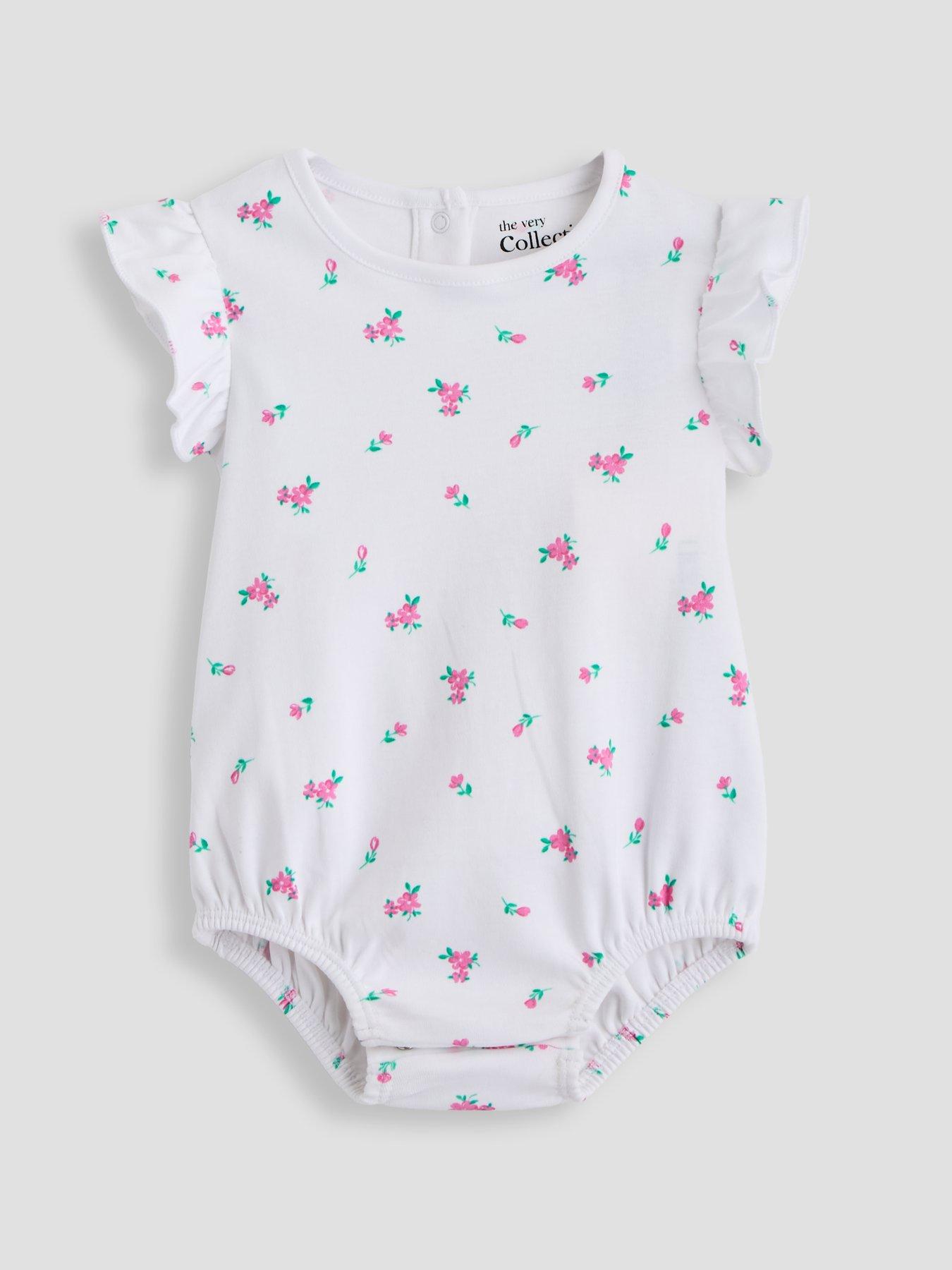 Image 4 of 5 of The Very Collection Baby Girl 3 Pack Floral Print Frill Sleeve Bodysuits