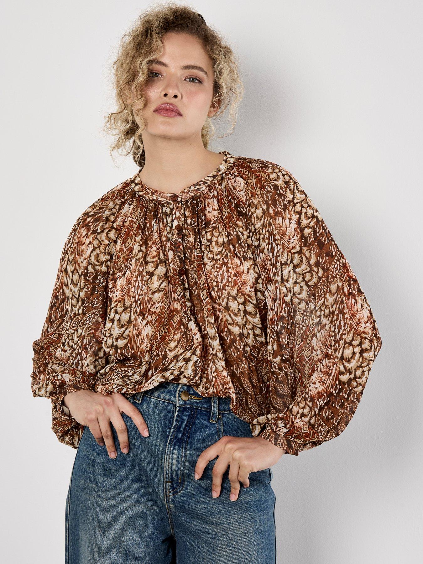 undefined Feather Patchwork Chiffon Top