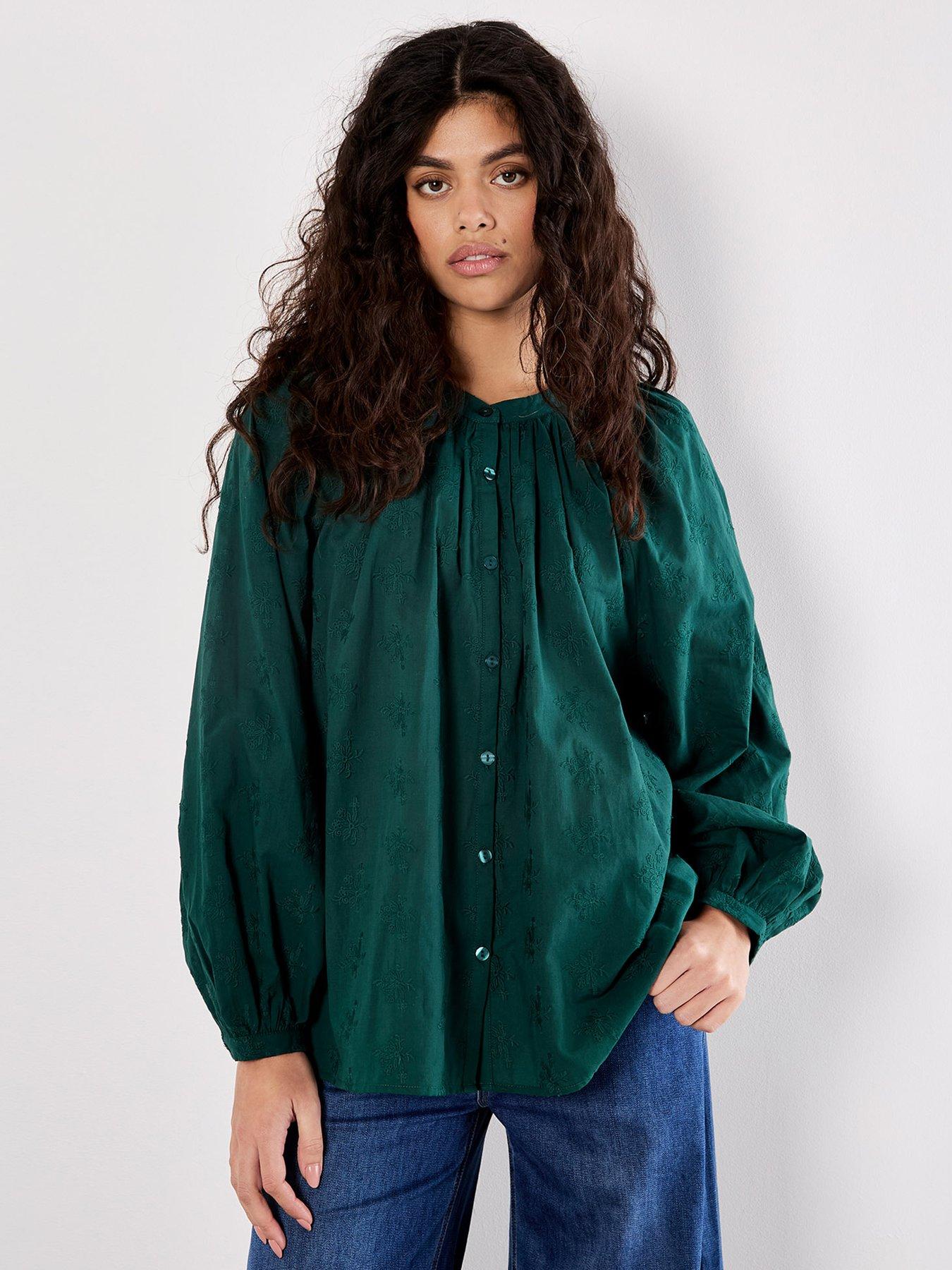 undefined Embroidered Cotton Shirt - Green