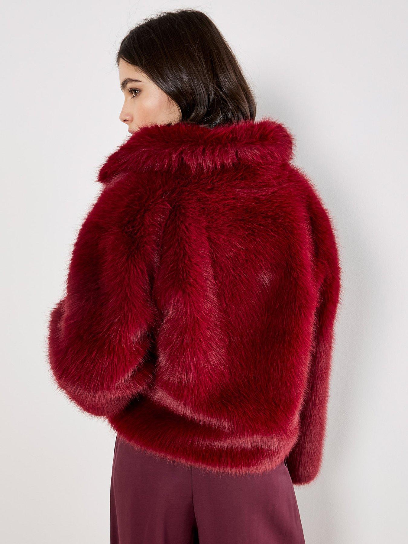 Image 2 of 6 of Apricot Faux Fur Collar Short Coat - Cream