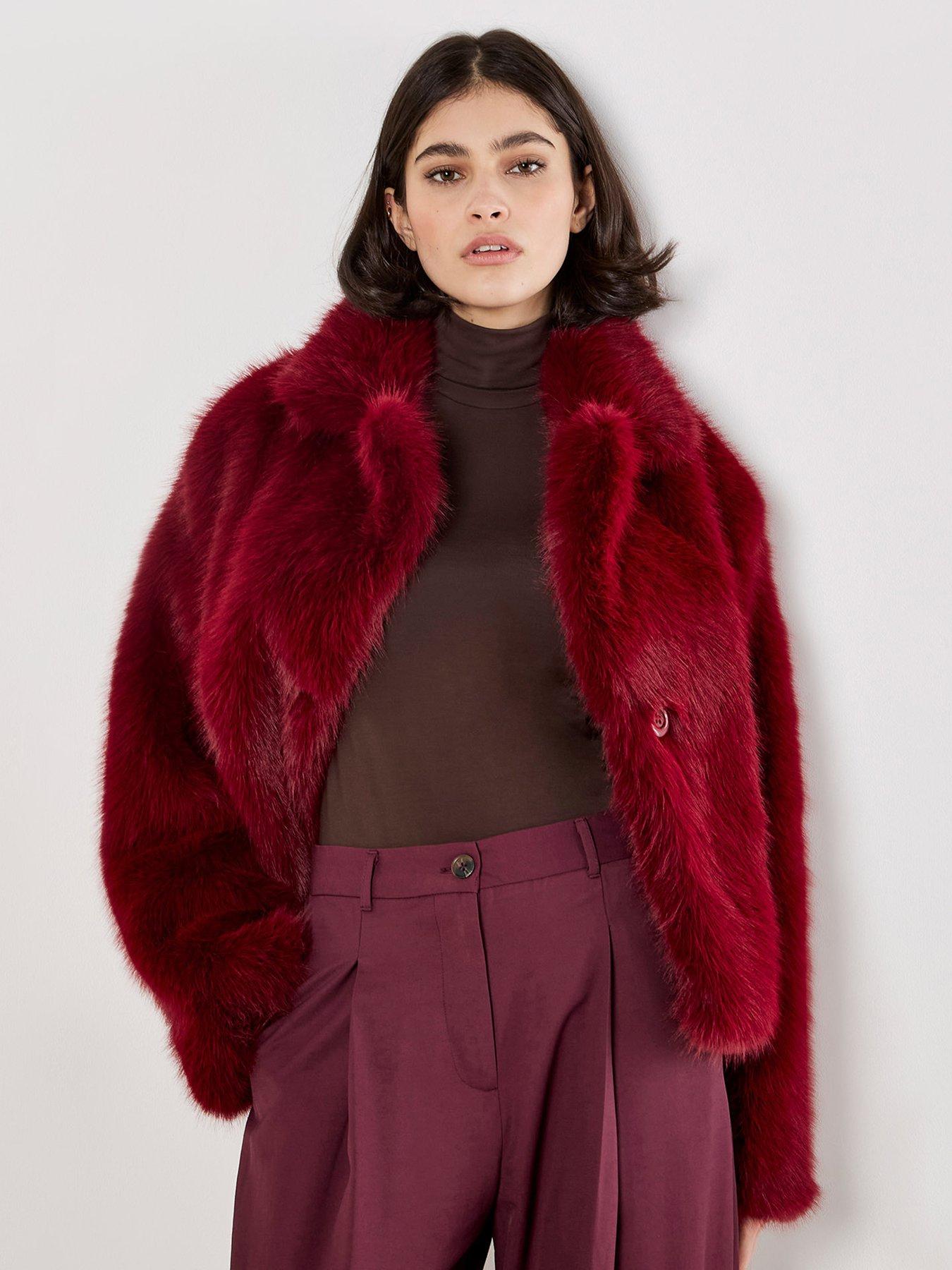 Image 6 of 6 of Apricot Faux Fur Collar Short Coat - Cream