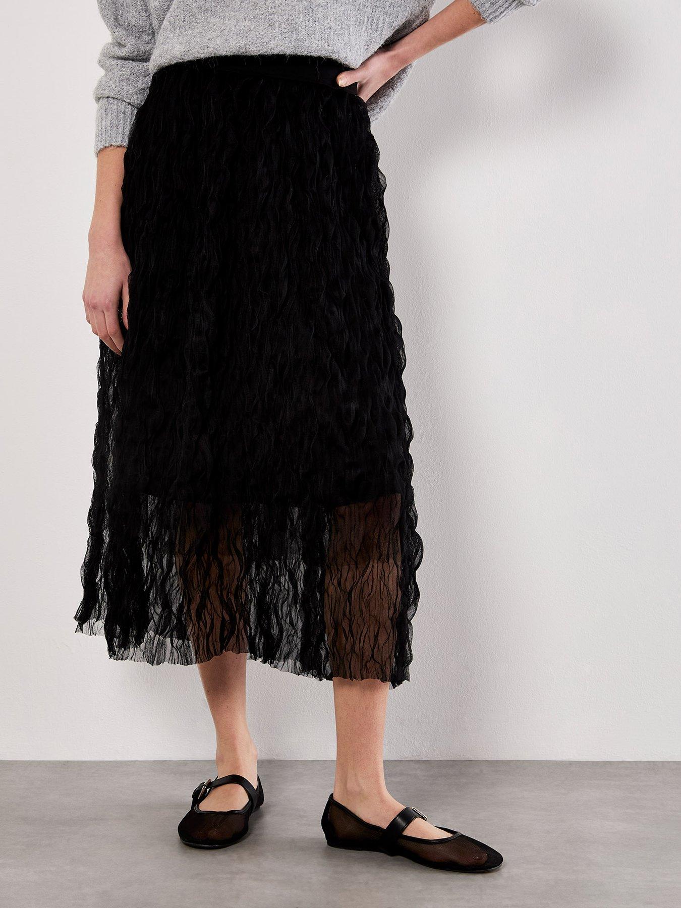 undefined Wavy Tulle Midi Skirt