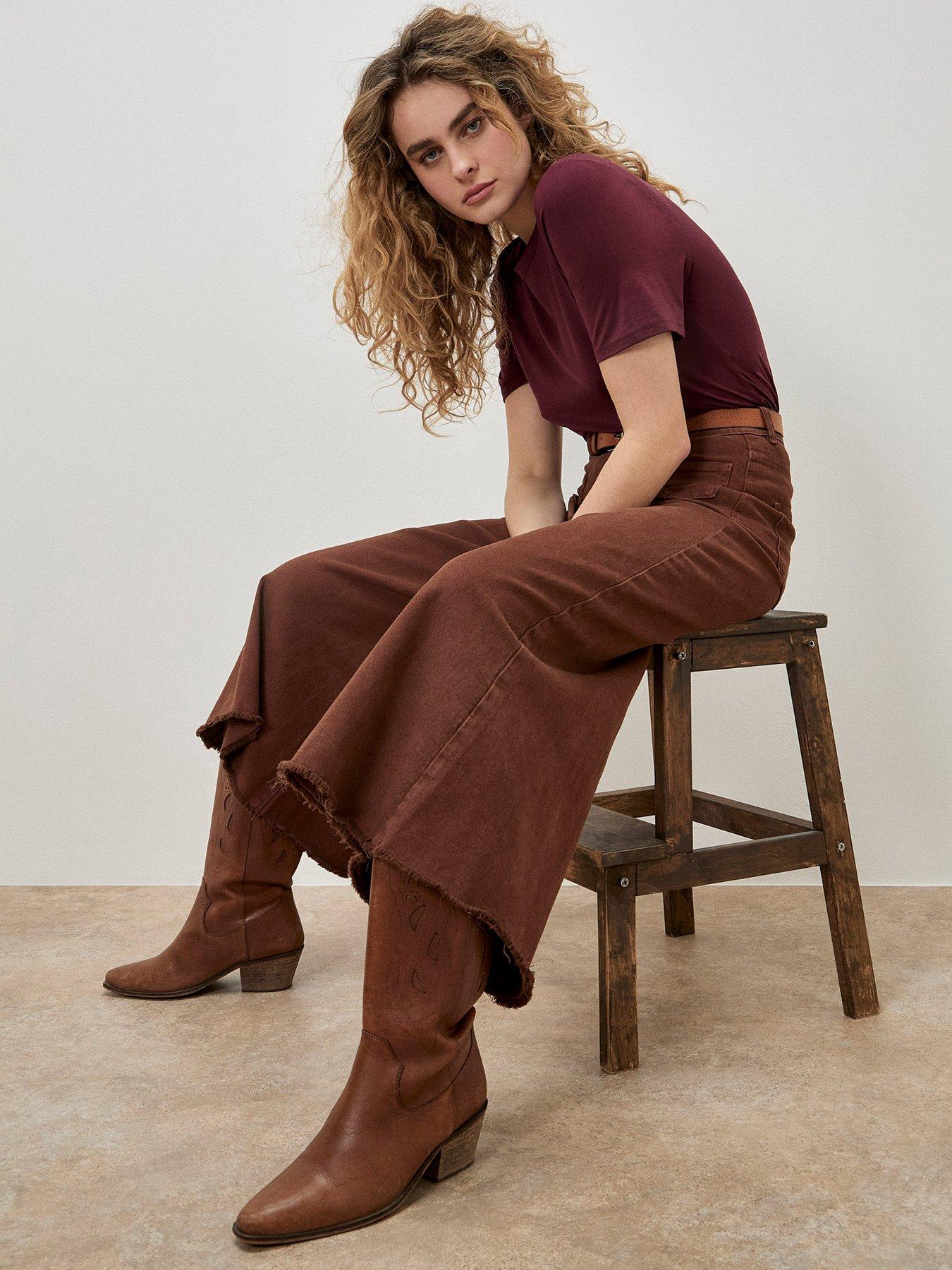 Image 3 of 5 of Apricot Giana Pocket Front Wide Jean - Blue