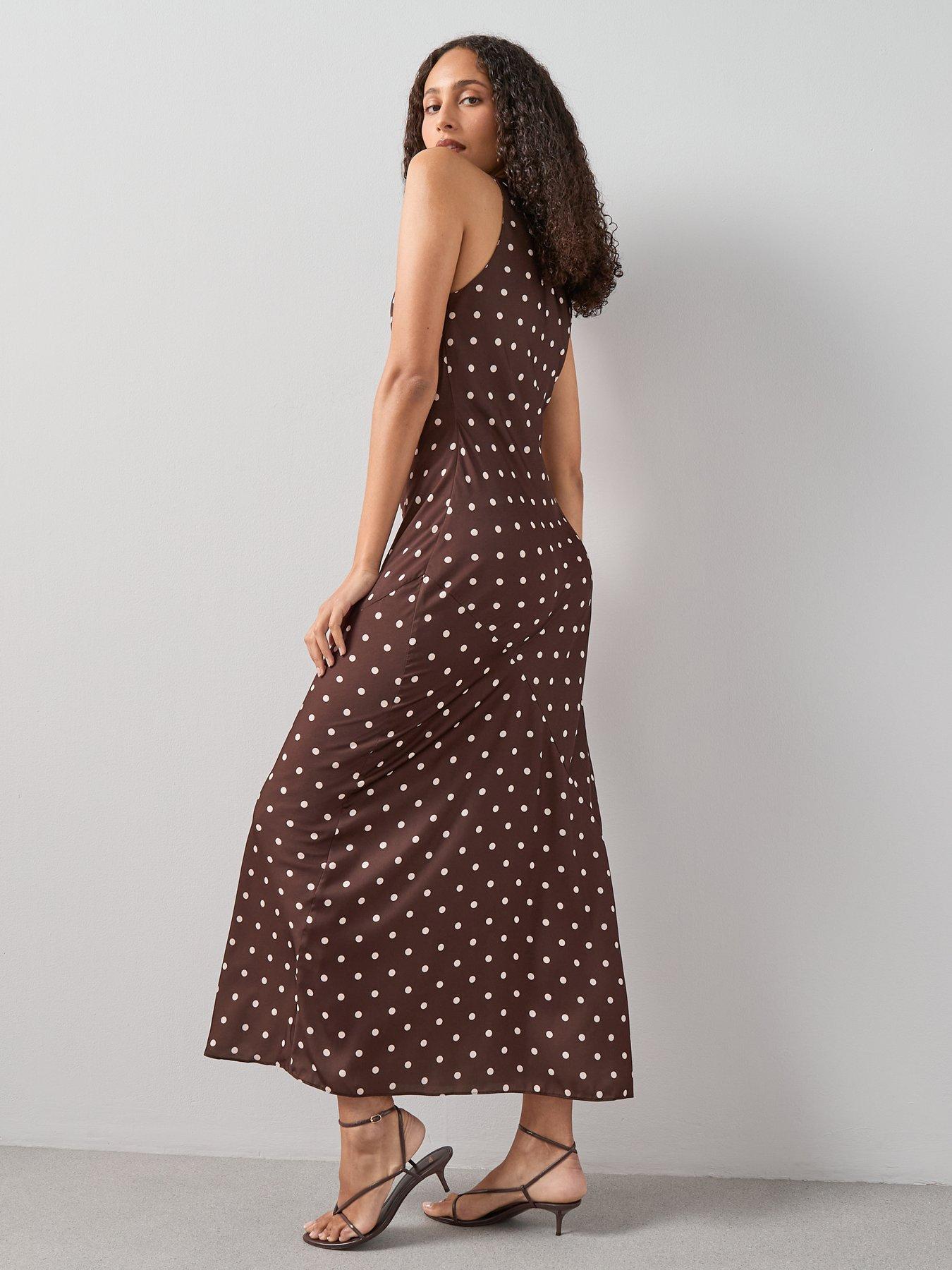 Image 3 of 7 of The Very Collection Cowl Neck Printed Midi Dress - Brown