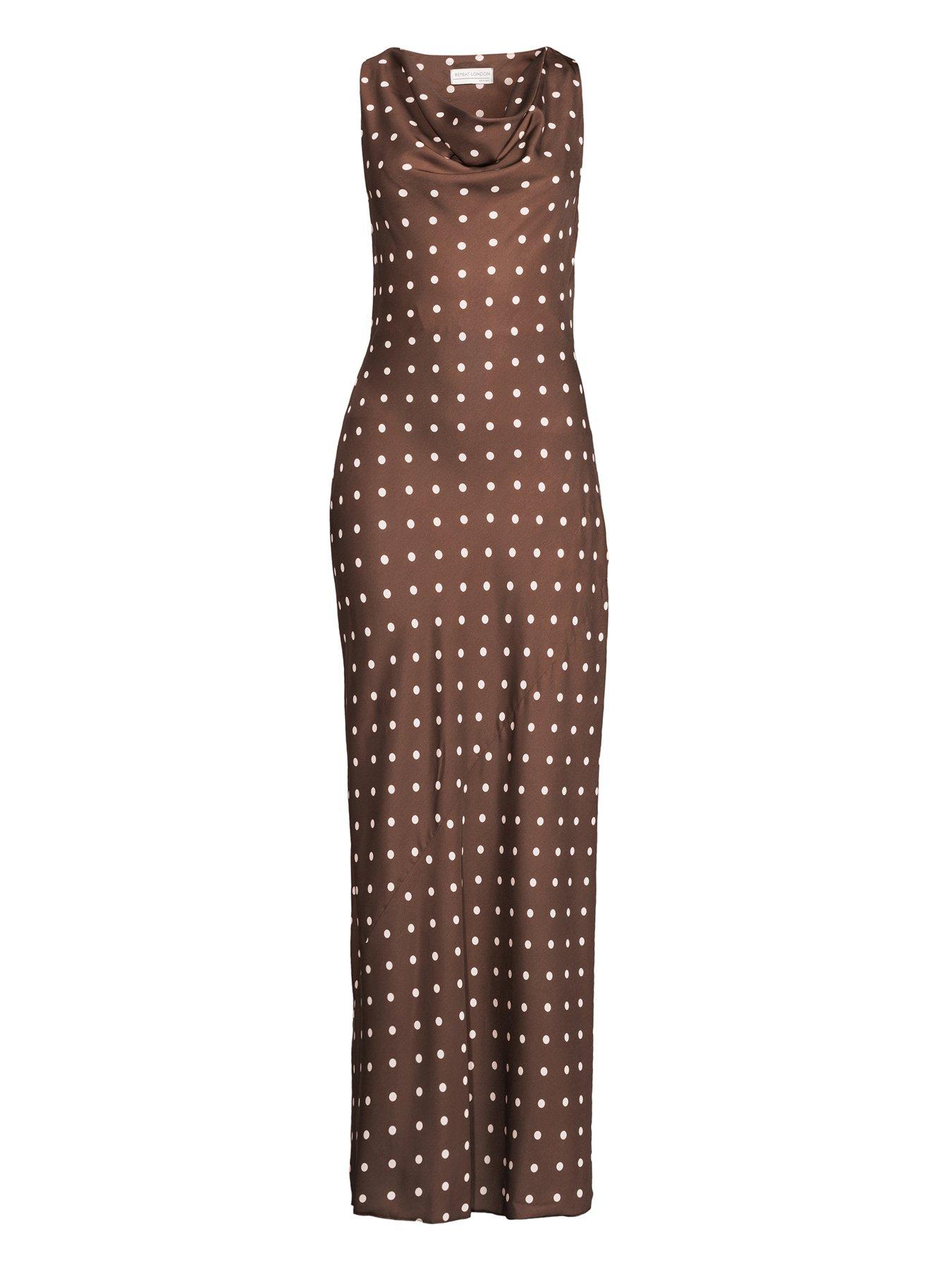 Image 7 of 7 of The Very Collection Cowl Neck Printed Midi Dress - Brown