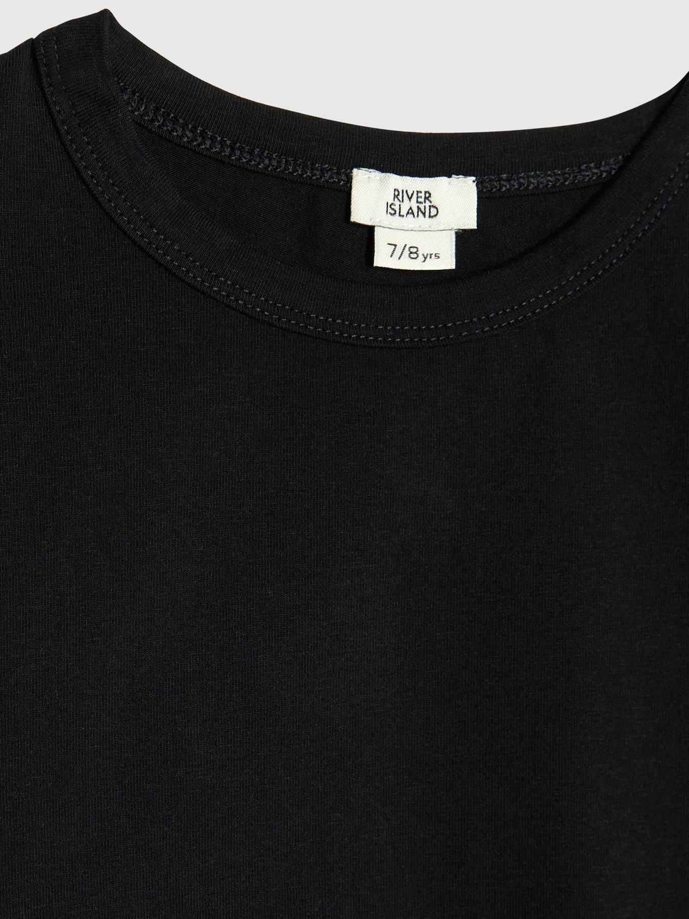 Image 4 of 4 of River Island Older Girls Glitter Waistband Top - Black