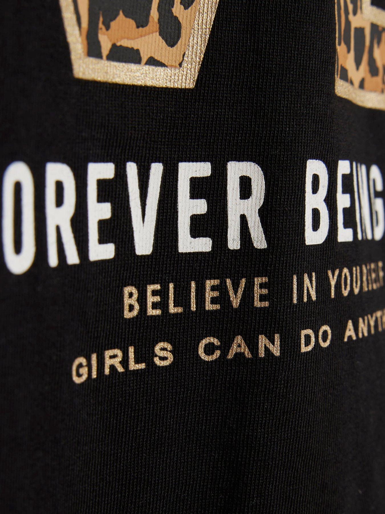  image of river-island-older-girls-leopard-frill-legging-set-black