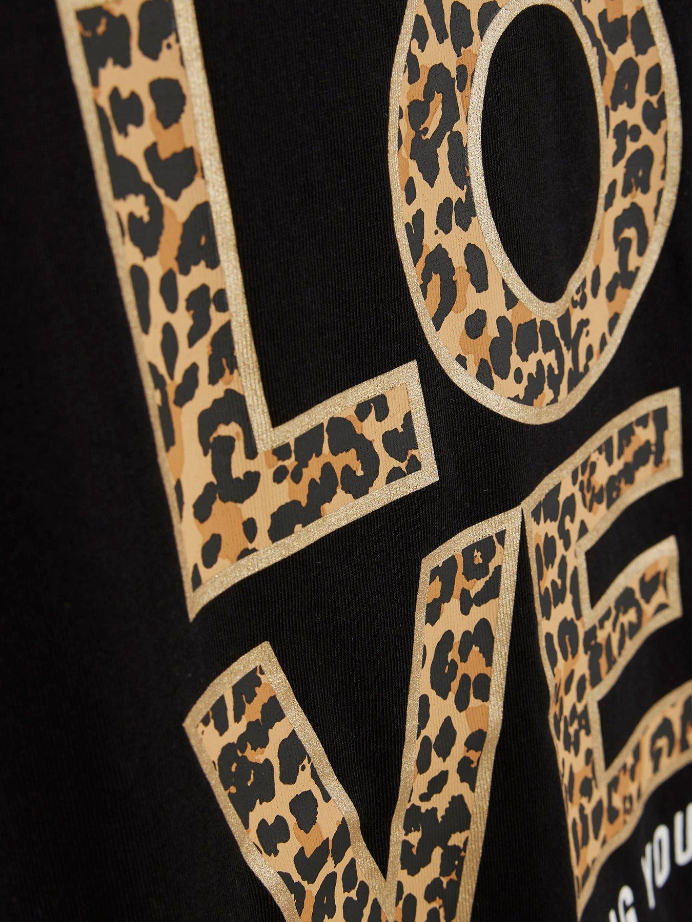  image of river-island-older-girls-leopard-frill-legging-set-black