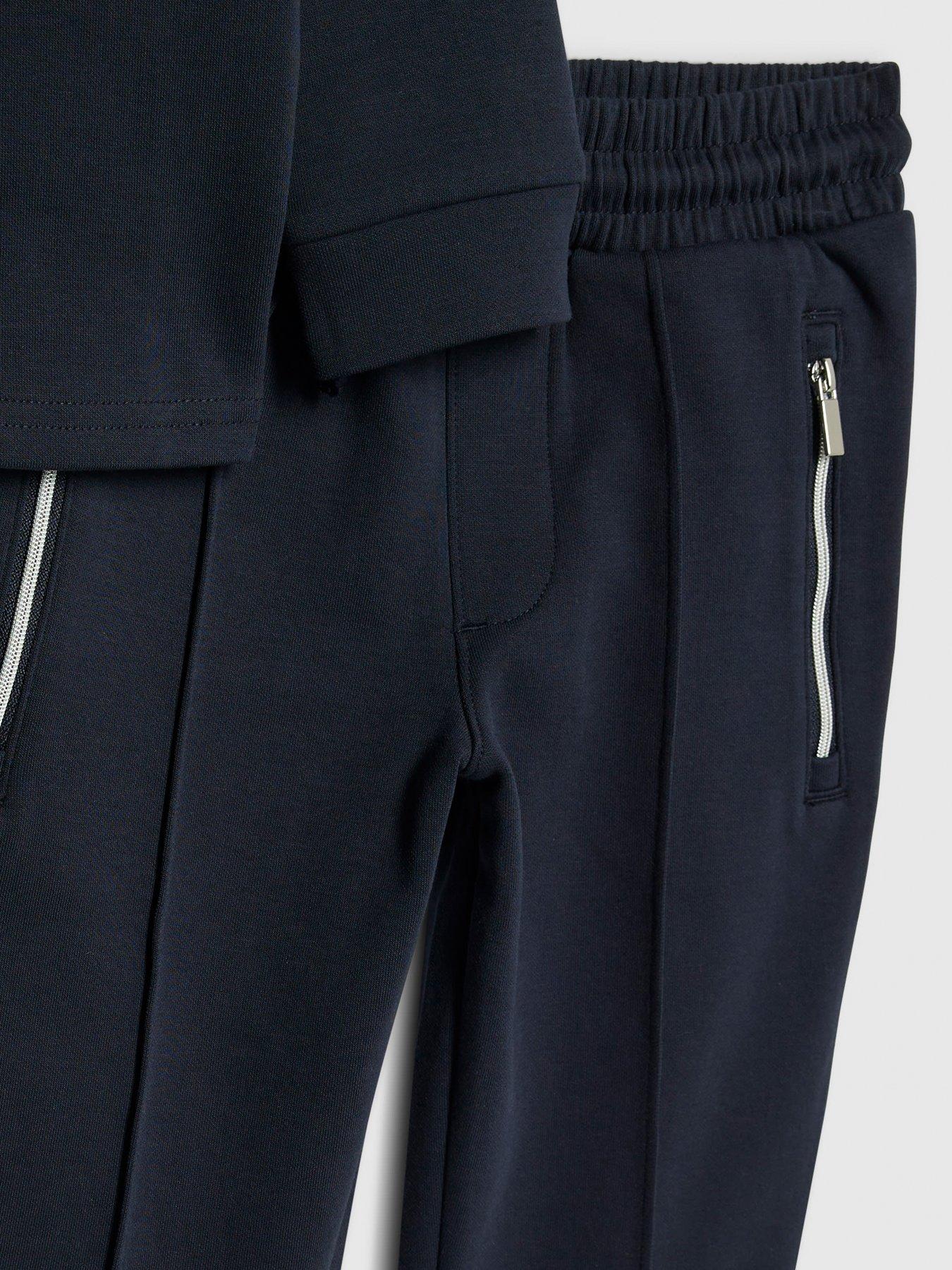 Image 4 of 5 of River Island Mini Boys Zip Funnel Sweatshirt Set - Navy