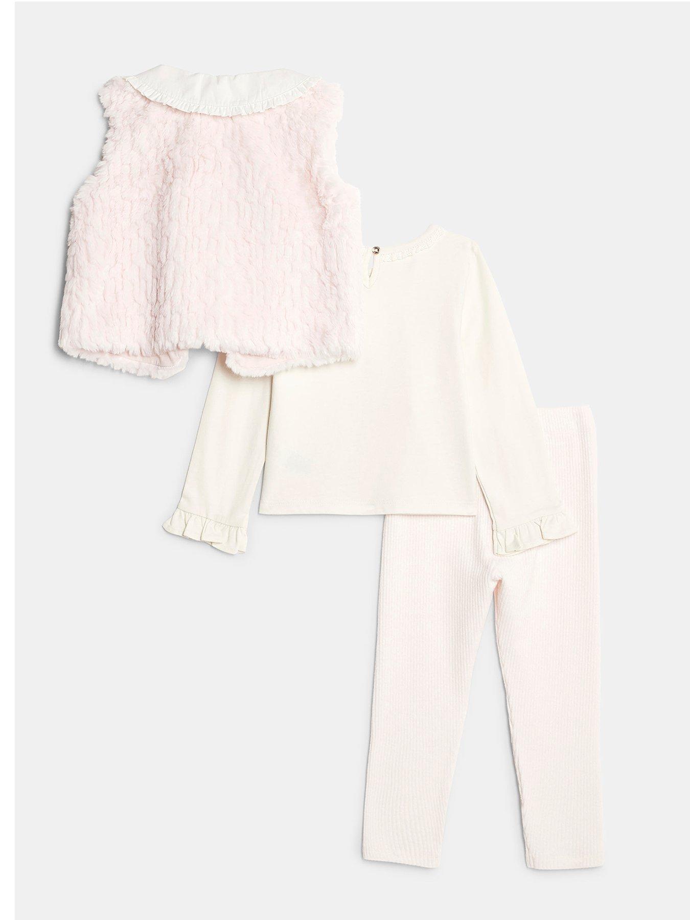 back image of river-island-mini-mini-girls-collar-heart-gilet-3-piece-set-pink