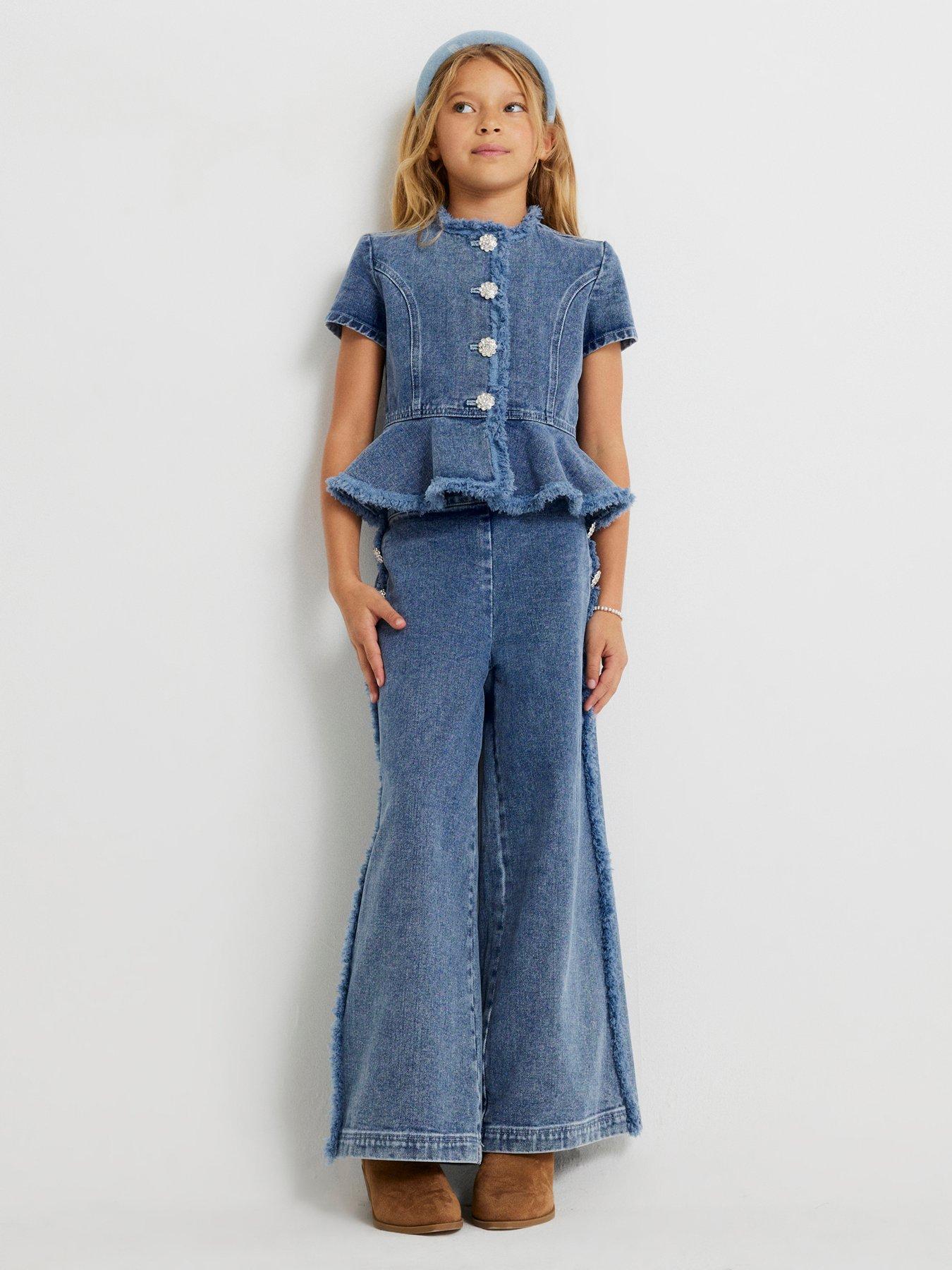 River Island Denim - Medium Og Frayed Denim Peplum Se 10y