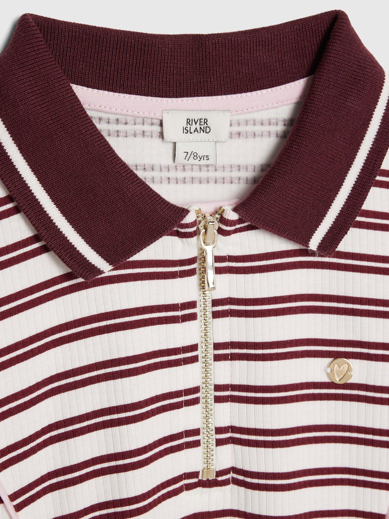  image of river-island-older-girls-ribbed-stripe-polo-dress-red