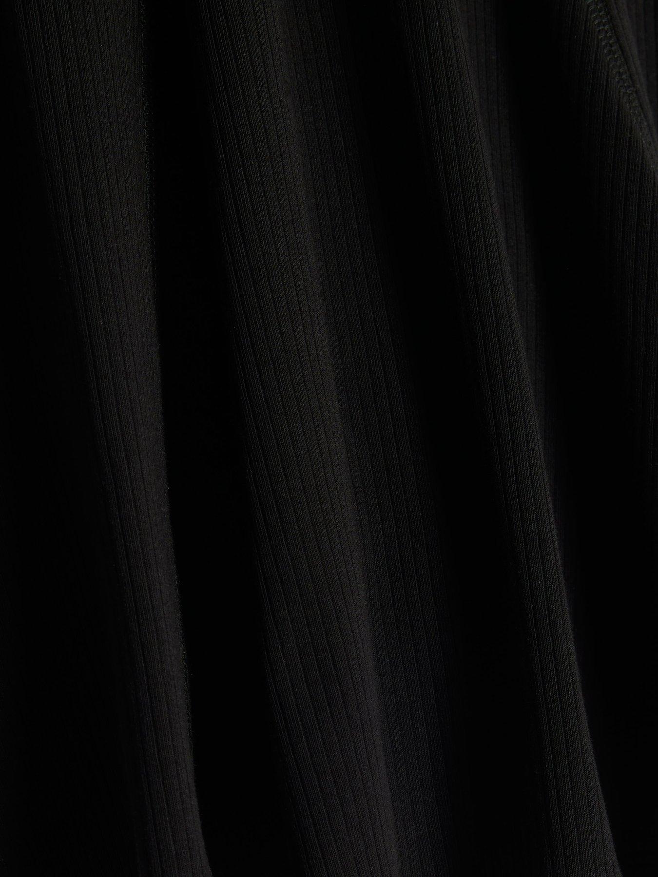  image of river-island-older-girls-long-sleeved-ribbed-zip-polo-dress-black