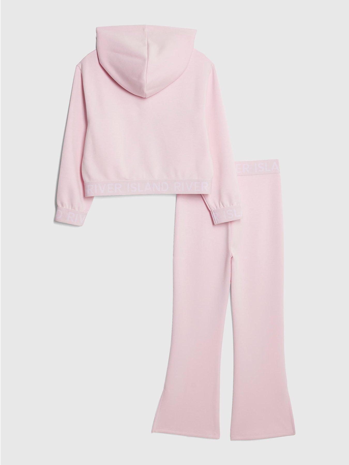 back image of river-island-older-girls-premium-zipped-hoodie-set-pink