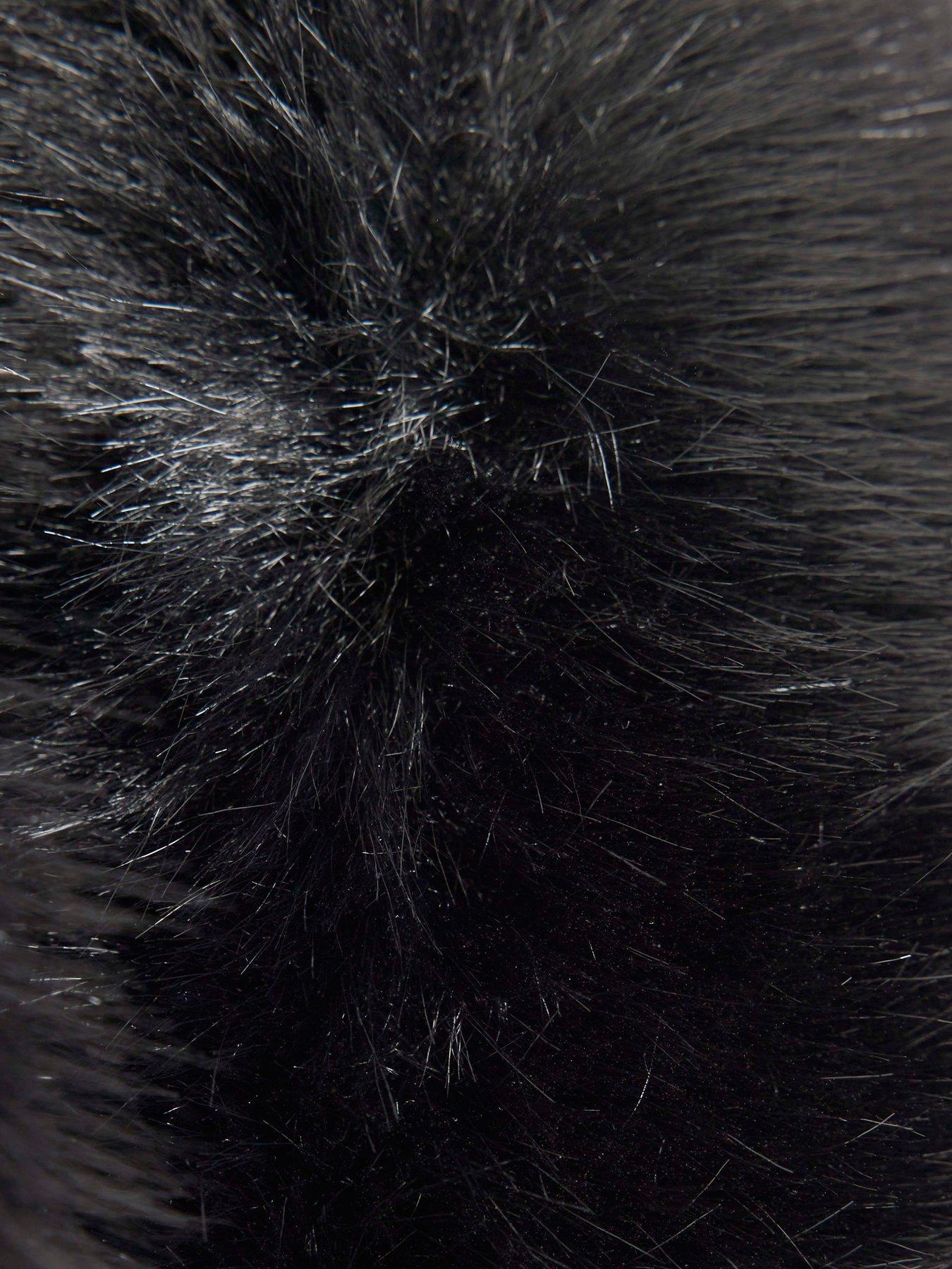 Image 3 of 4 of River Island Mini Girls Pu Fur Wrap Coat - Black