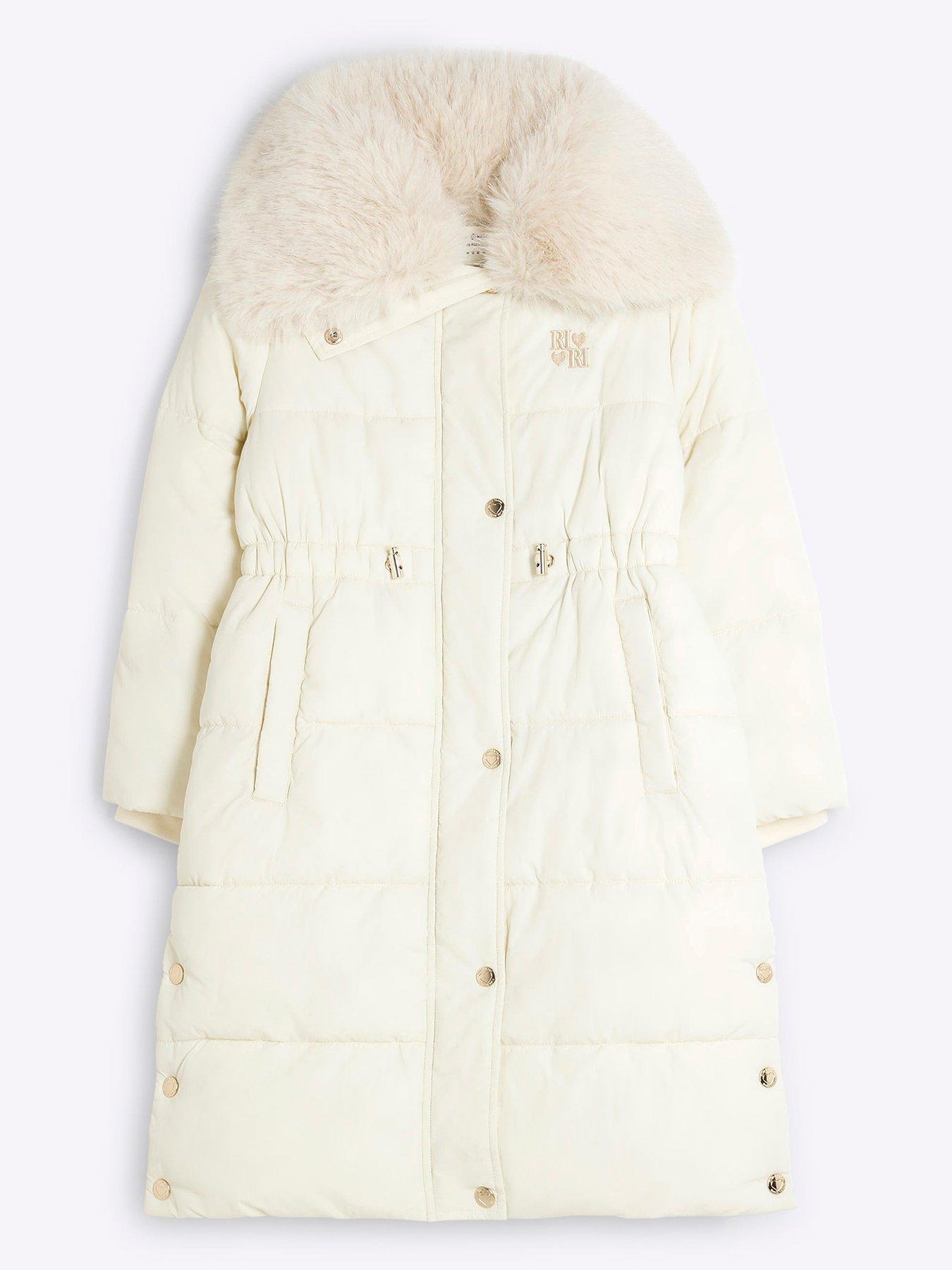 undefined Older Girls Longline Padded Jacket - Cream
