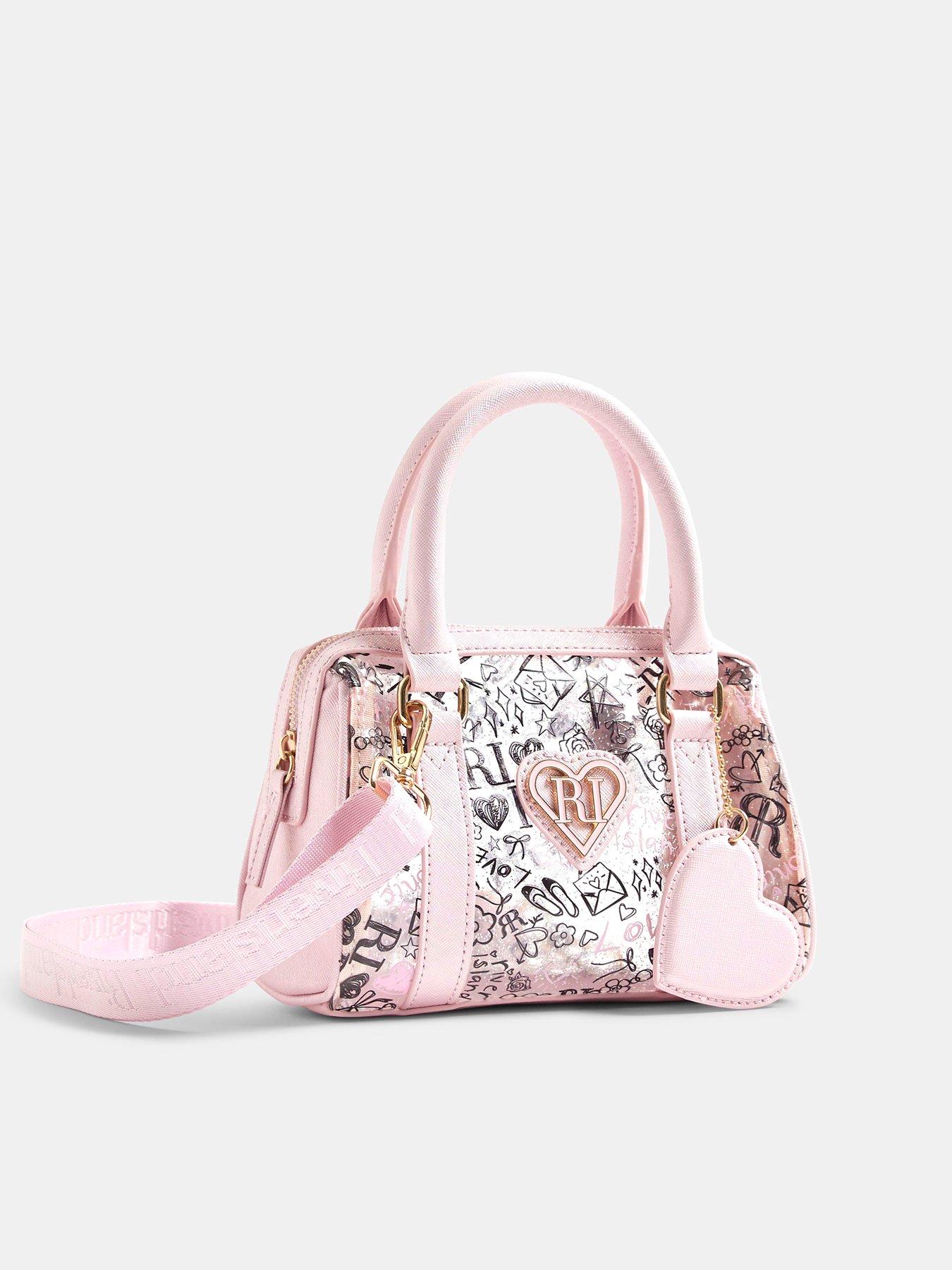 Image 3 of 5 of River Island Older Girls Jelly Graffiti Bowler Bag - Pink