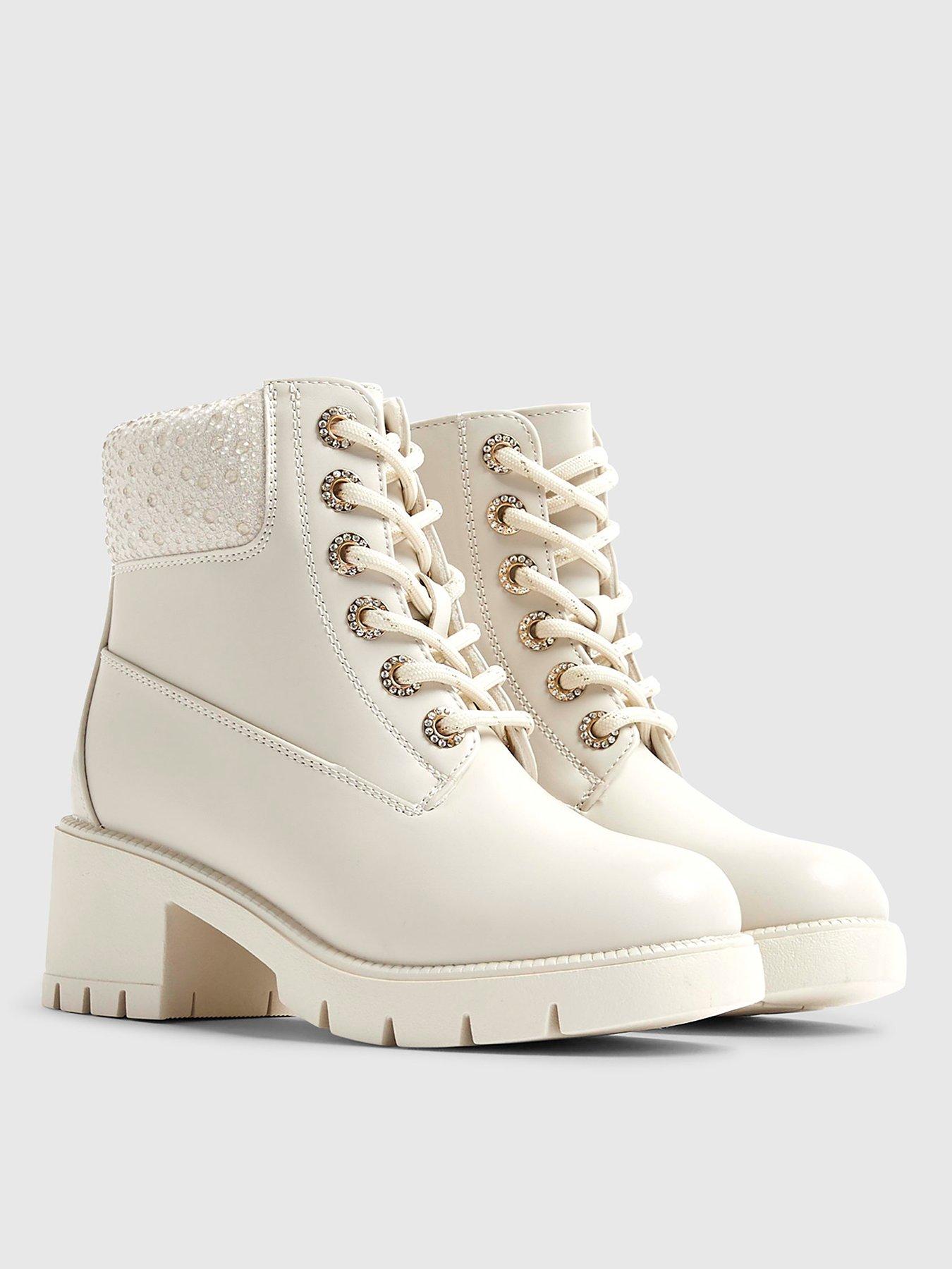stillFront image of river-island-older-girls-diamante-lace-up-heel-boots-cream