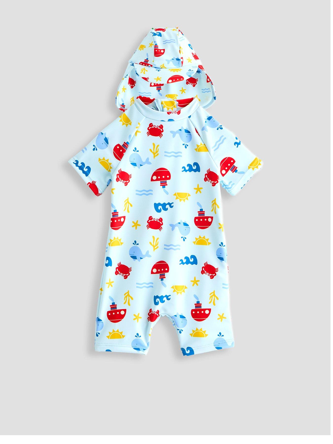 Image 1 of 5 of The Very Collection Baby Boy Sun Safe Sea Life Swim Set With Hat - Blue