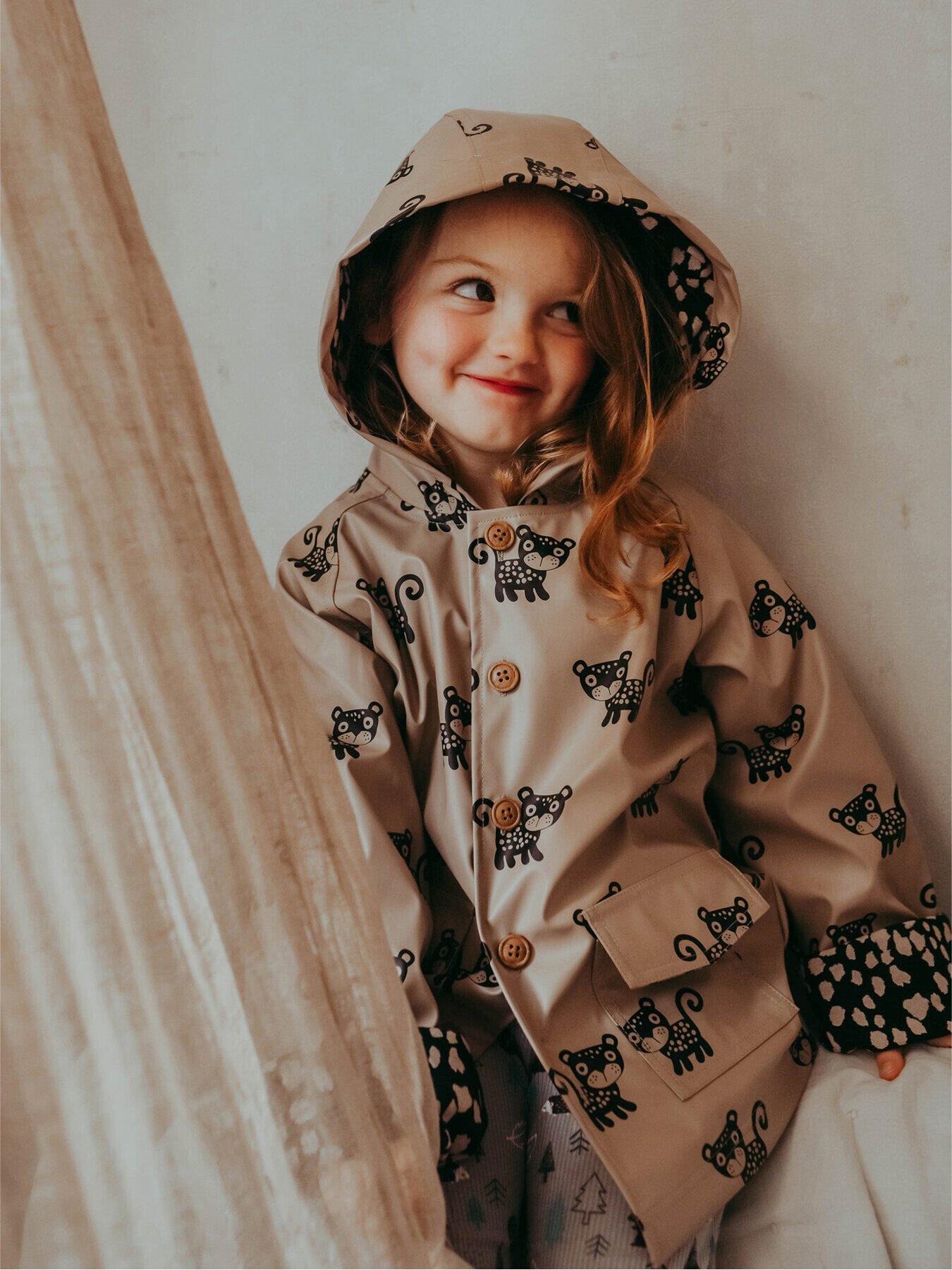 Turtledove London Kids Brown Leopard Print Hooded Raincoat