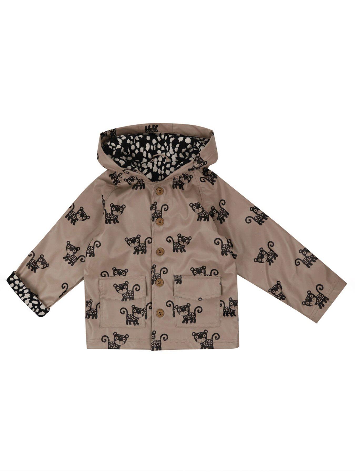  image of turtledove-london-kids-leopard-print-hooded-raincoat-brown