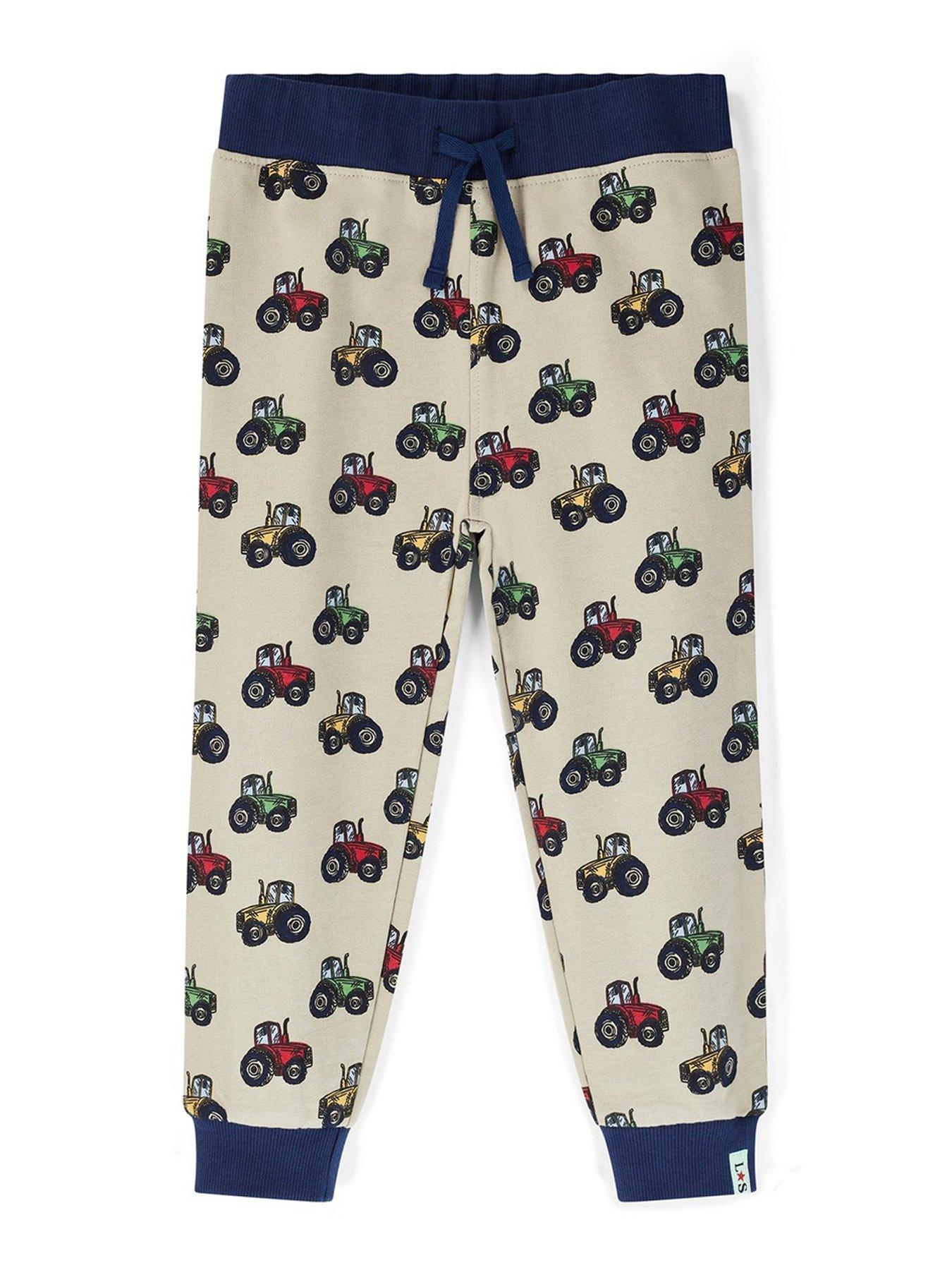 Lilly + Sid Boys  Grey Tractor Print Joggers
