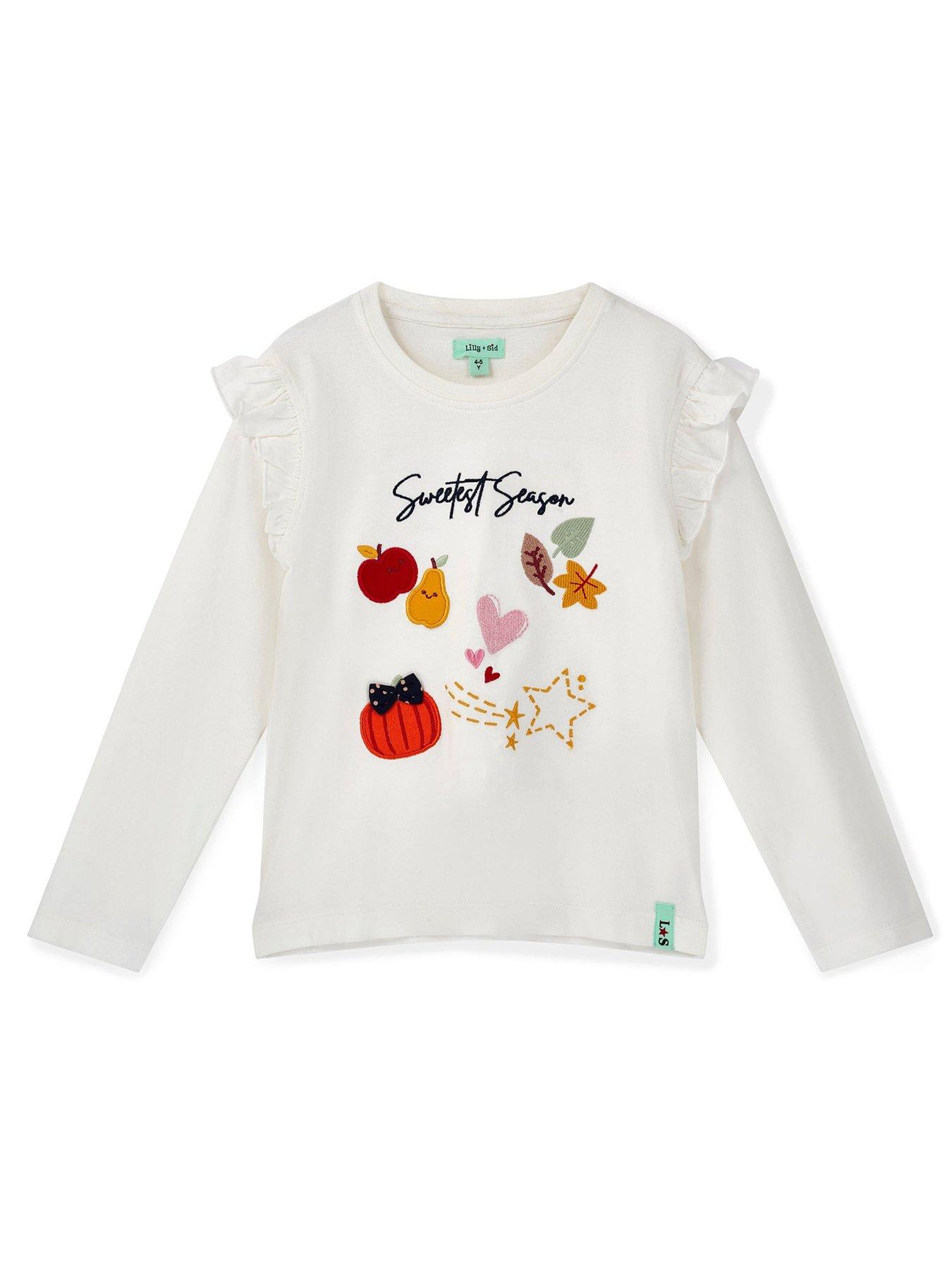 Lilly + Sid Girls Sweet Season Applique Top - White