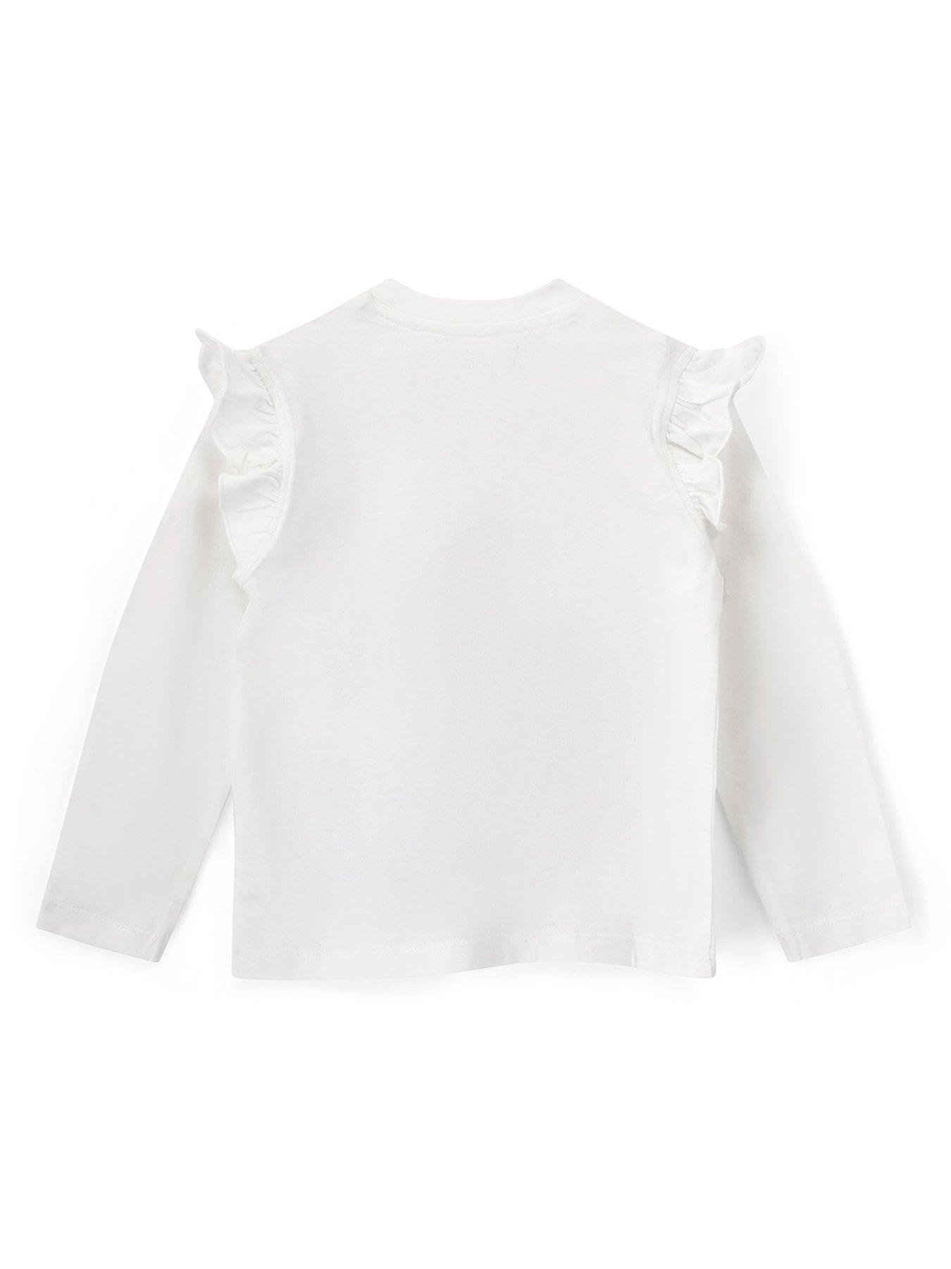 Image 2 of 2 of Lilly + Sid Girls Happy Holidays Christmas Applique Top - White