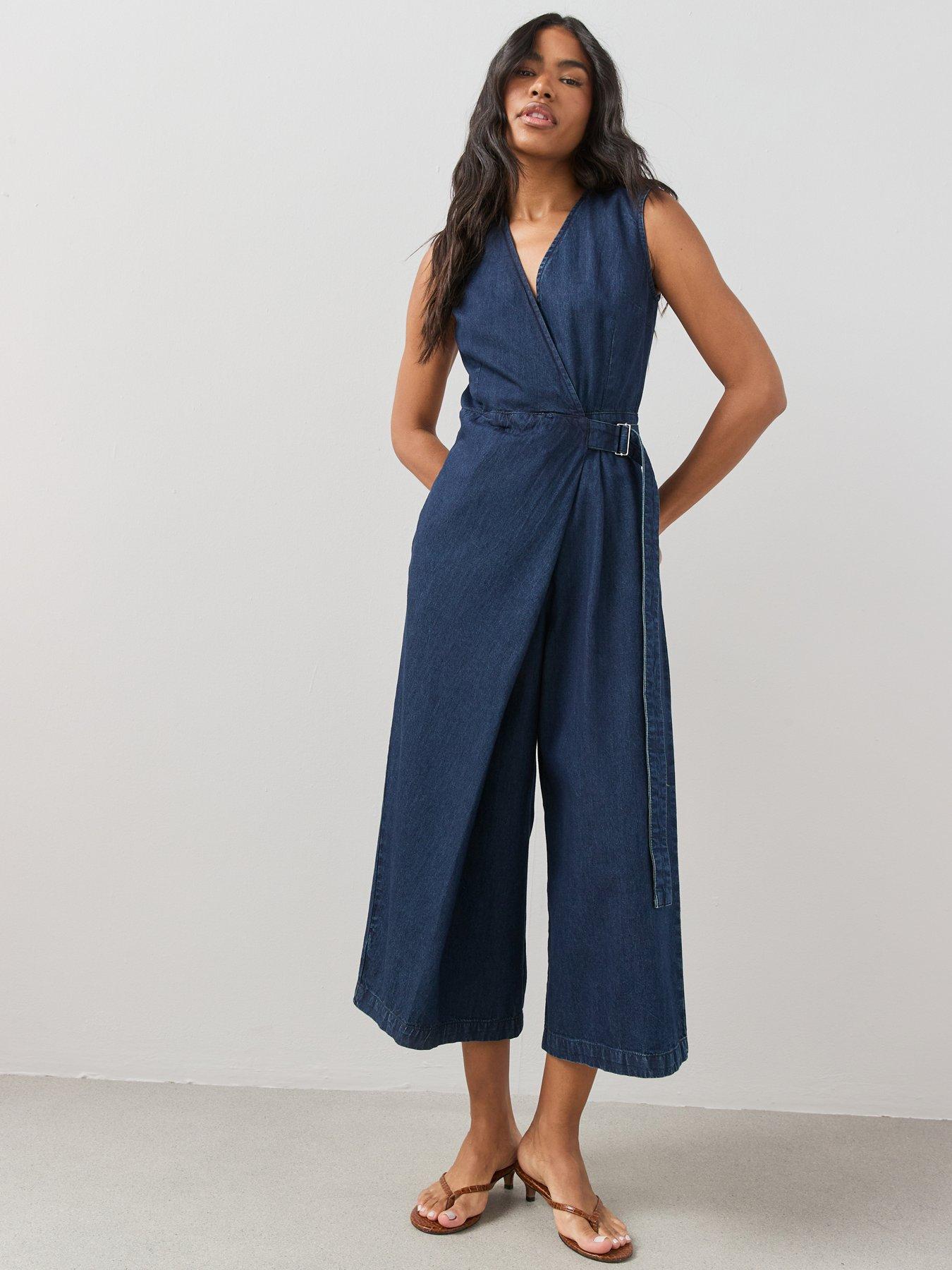 The Very Collection Denim Wrap Jumpsuit - Dark Wash